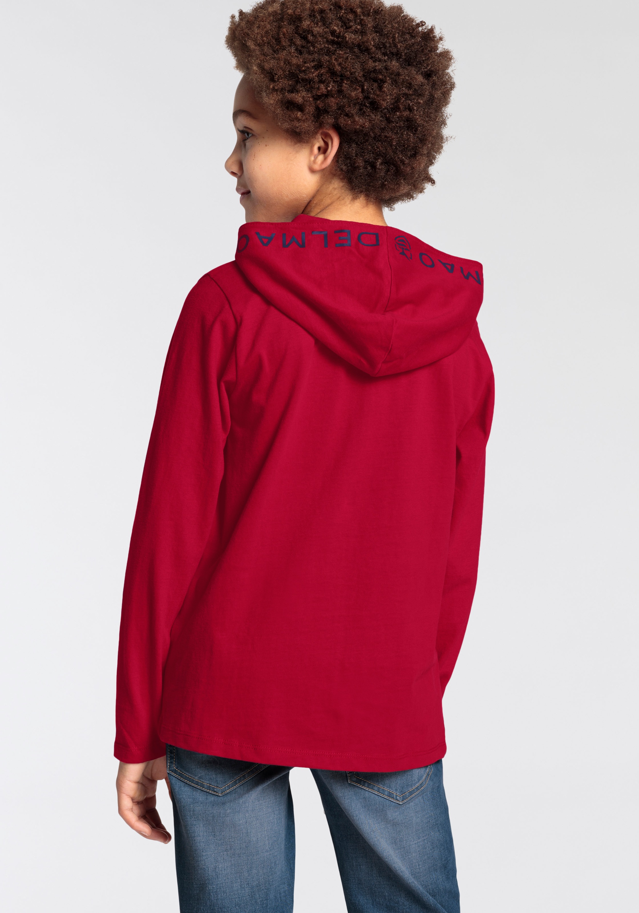 DELMAO Kapuzenshirt »für Jungen«, Langarm, trendiger Druck, ideal für lässige und sportliche Outfits