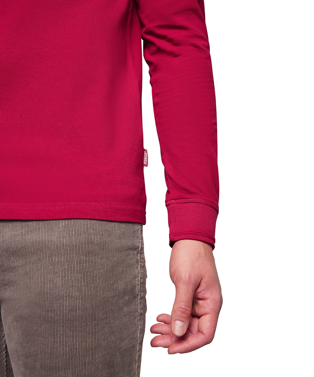 Pioneer Authentic Jeans Langarm-Poloshirt, mit Kragen und Knopfleiste