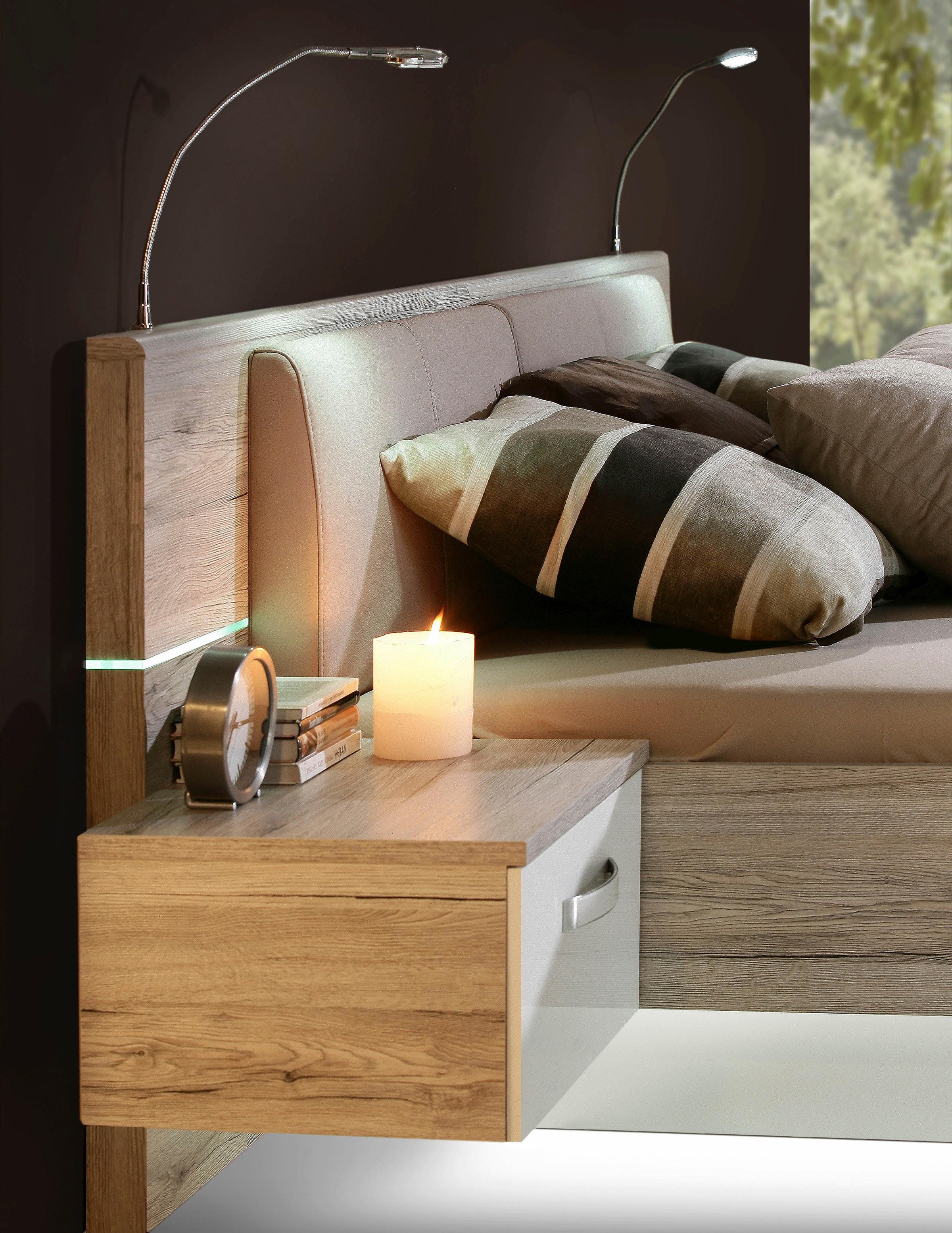 FORTE Bettanlage »Rondino«, mit Polsterkopfteil und LED-Beleuchtung,  wahlweise mit oder ohne Bettbank auf Rechnung bestellen