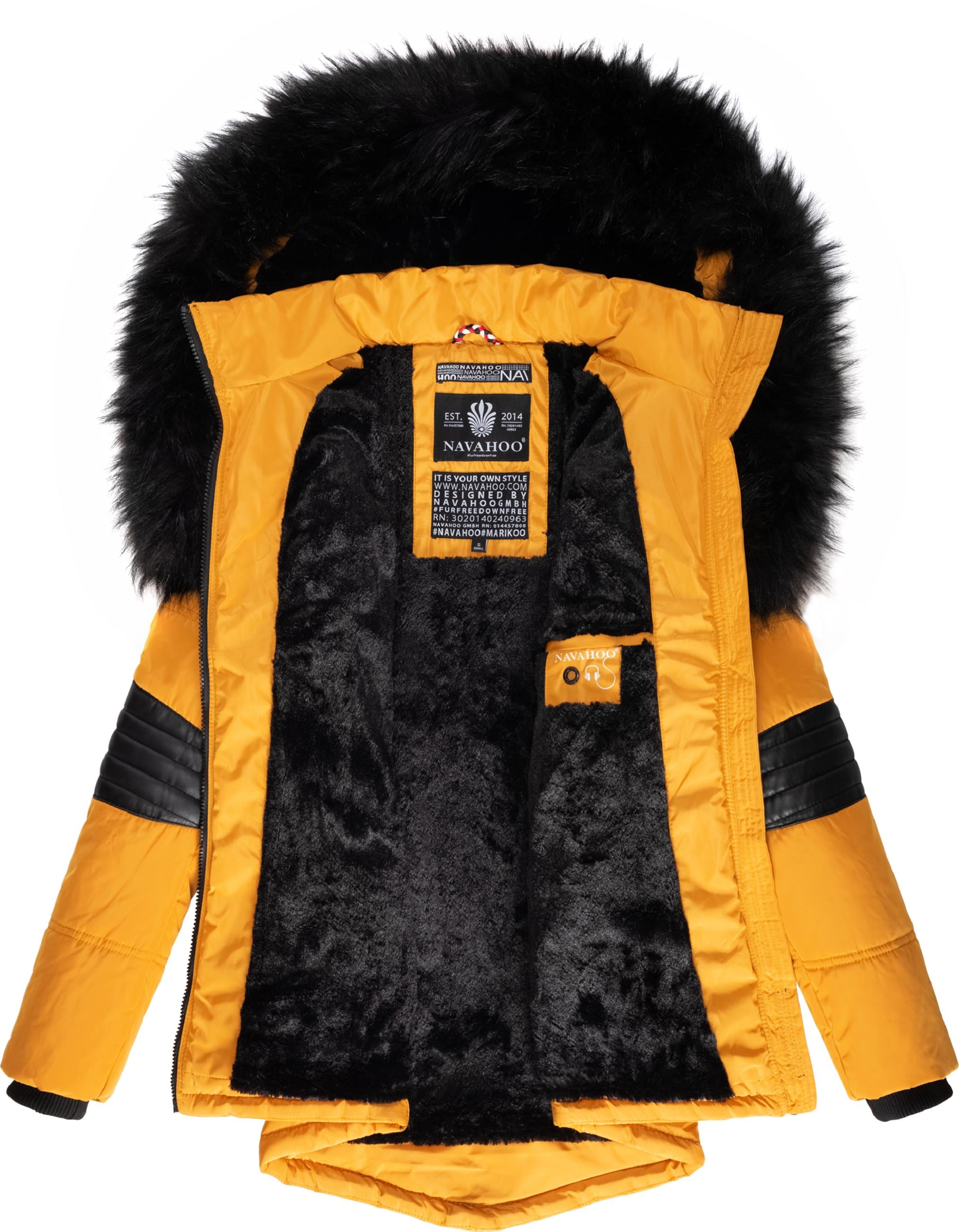 Navahoo Winterjacke »Winterjacke Nirvana«, mit Kapuze, edle Steppjacke m. schwarzem Kunstpelzkragen
