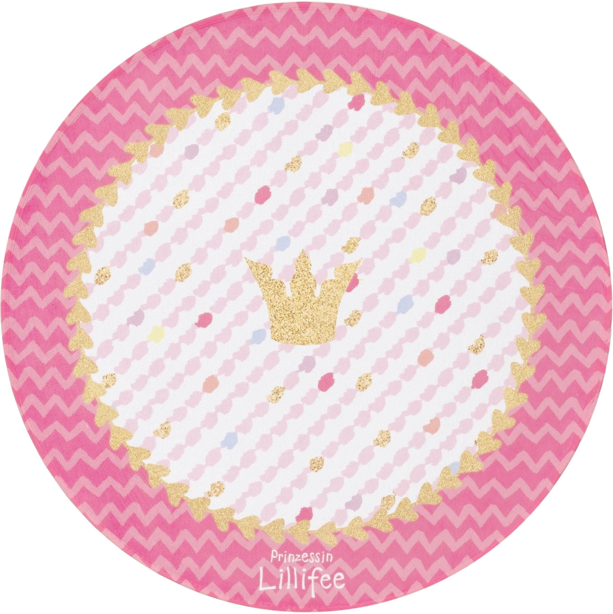 Prinzessin Lillifee Kinderteppich »LI-113«, rund, 6 mm Höhe, bedruckter Stoff, weiche Microfaser