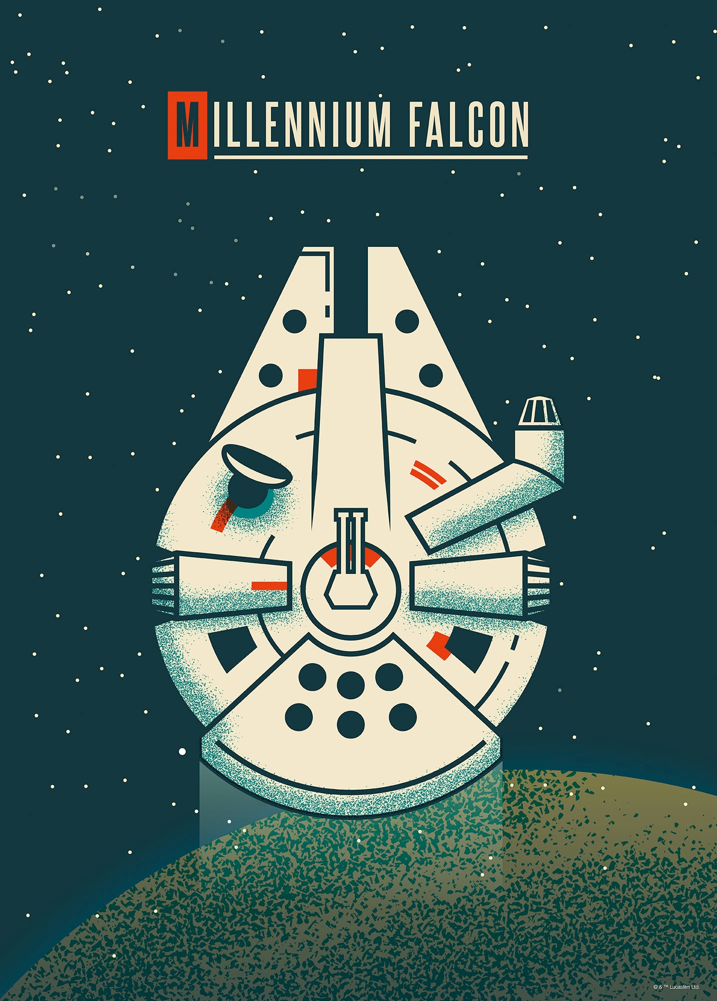 Komar Wandbild »Star Wars Geeky Millennium Falcon«, Disney, (Set, 1 St.), 50 x 70 cm (Breite x Höhe) - Kinderzimmer, Dekoration