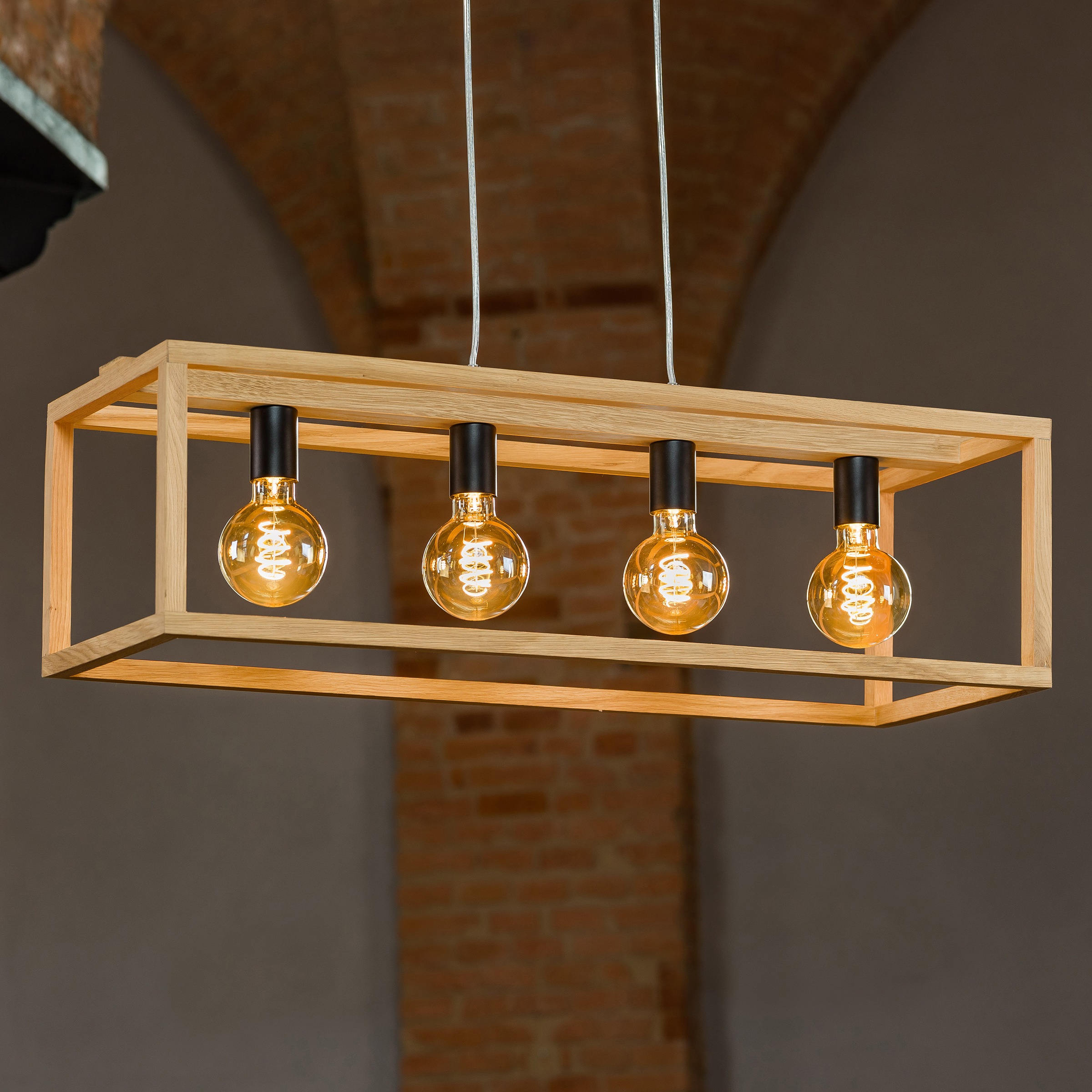 SPOT Light Pendelleuchte »KAGO«, 4 flammig, Leuchtmittel E27 | ohne Leuchtmittel, Naturprodukt aus Eichenholz