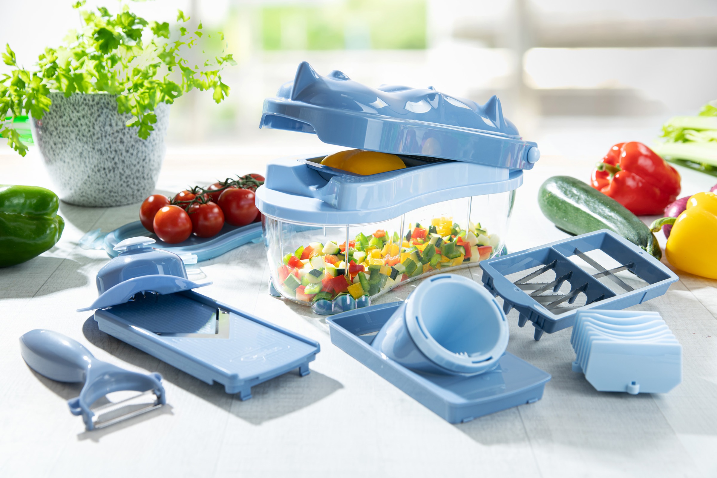 Genius Zerkleinerer »Nicer Dicer Fun«, 1500 ml Kunststoff-Auffangbehälter, Set 14-tlg