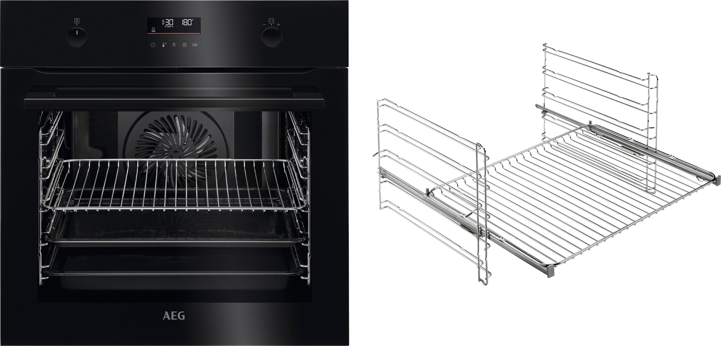 AEG Pyrolyse Backofen Serie 6000 »BPE535060B 944 188 762«, mit 1-fach-Teleskopauszug, Pyrolyse-Selbstreinigung