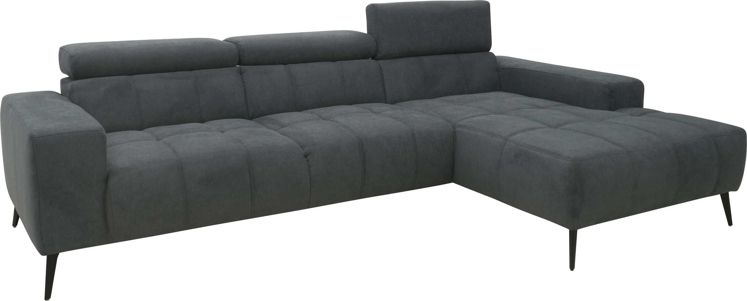 DOMO collection Ecksofa »Trento L-Form, mit Kufenfuß oder Einzelfuß«, wahlweise mit Kopfteilverstellung, Recamiere links/rechts bestellbar