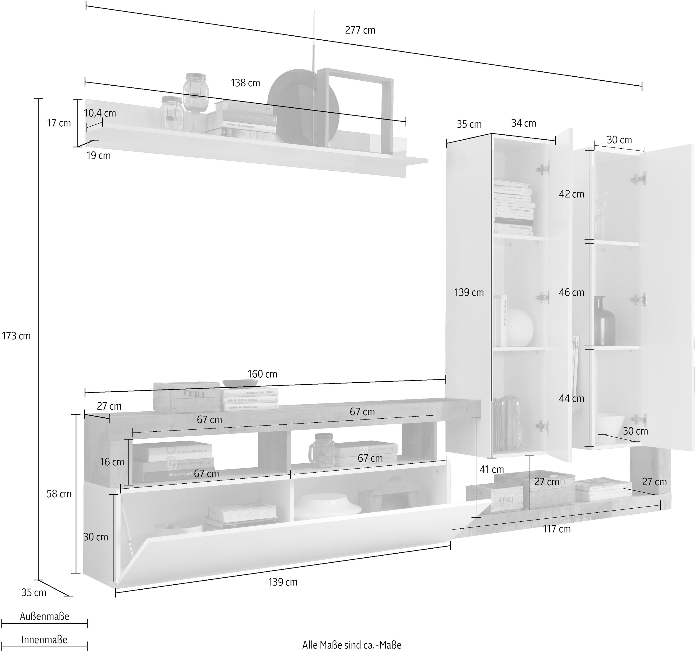 INOSIGN Wohnwand »Hamburg« Set, 4 Stk. tlg.