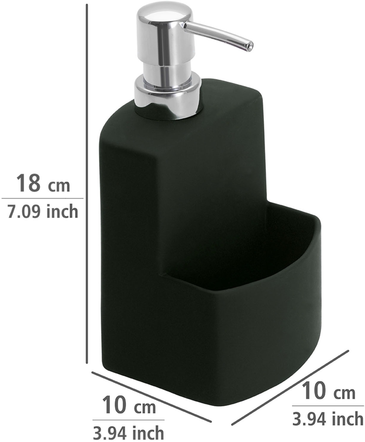 WENKO Spülmittelspender »Modell Festival«, aus Keramik, Soft-Touch Beschichtung, mit Spülschwamm-Fach, 380 ml