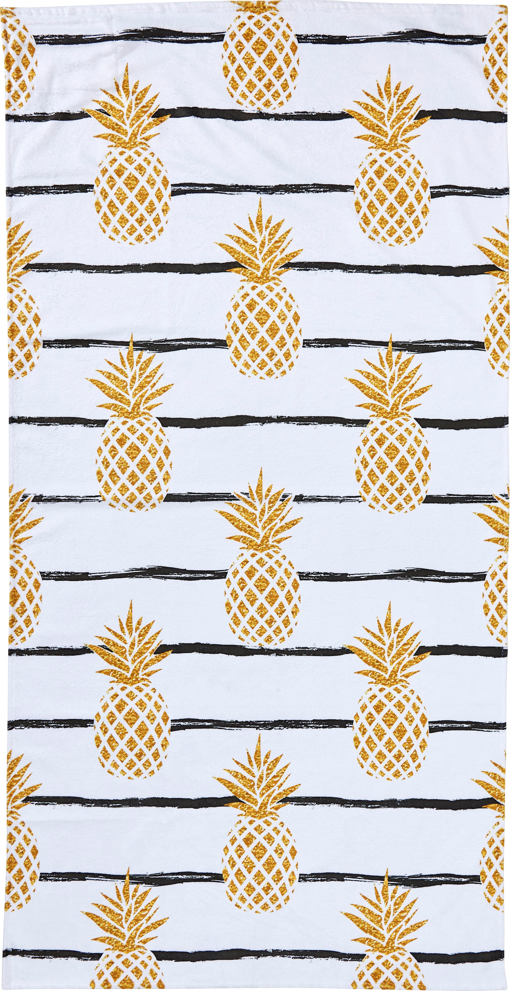 done.® Strandtuch »Pineapple«, (1 mit Motiv, eingenähte Wertgegenstände Reisverschluss-Tasche für Ananas bei St.)