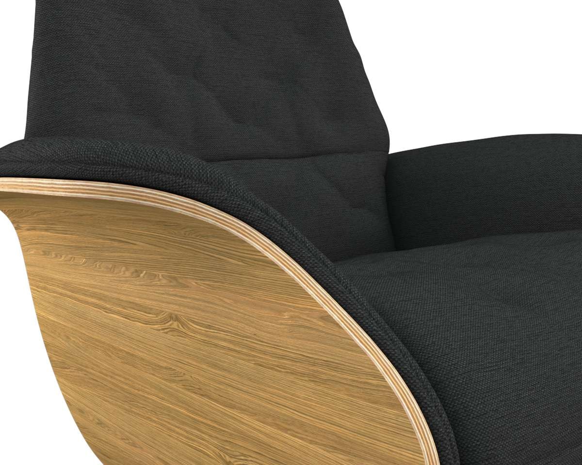 FLEXLUX Relaxsessel »Volden elektrischer Funktionsessel«, Größe M, Rücken & Fußteil elektrisch, Akku, Arml. Eiche, Fuß schwarz