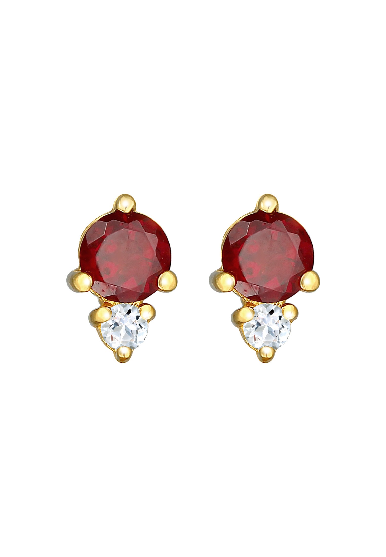 Elli Premium Paar Ohrstecker »Ohrringe Granat Rot Liebe Topas 925 Silber vergoldet«