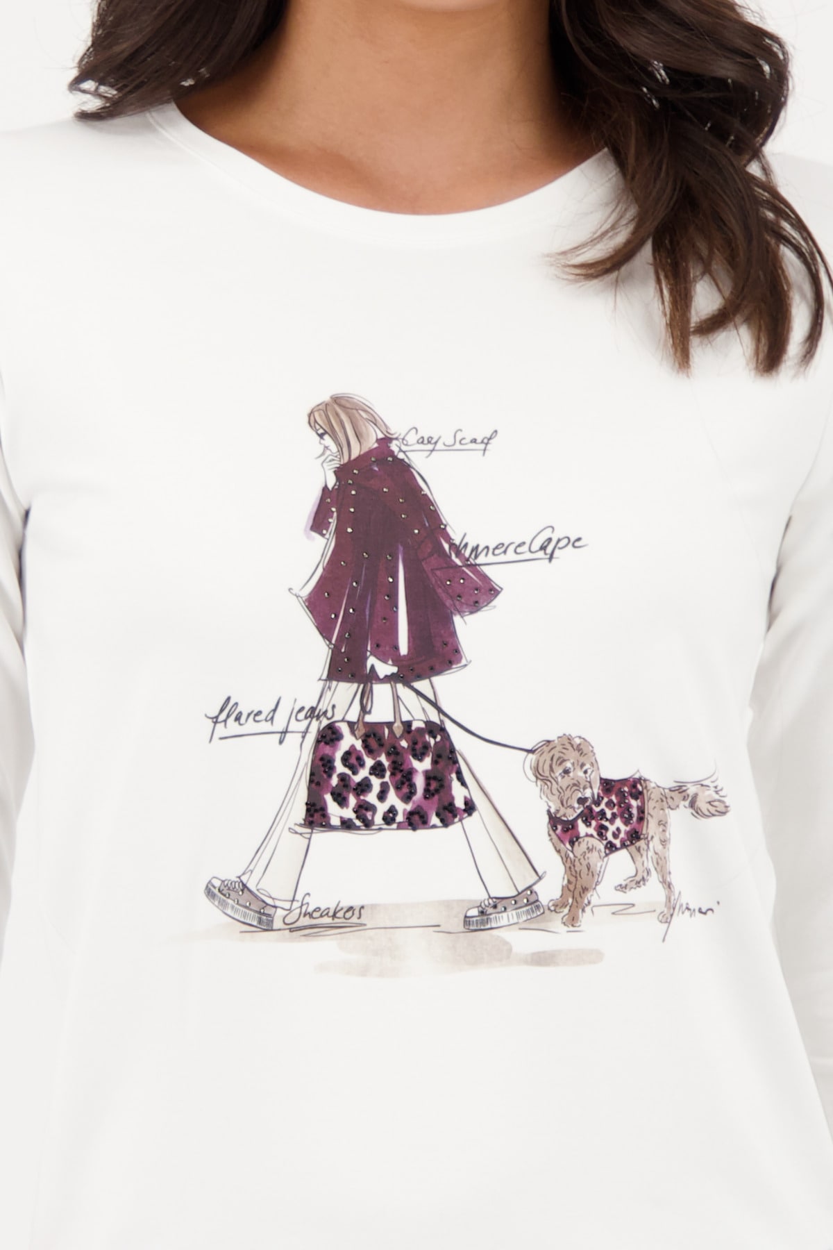 Monari 3/4-Arm-Shirt »Shirt Frau + Hund« Regular fit mit Rundhalsausschnitt