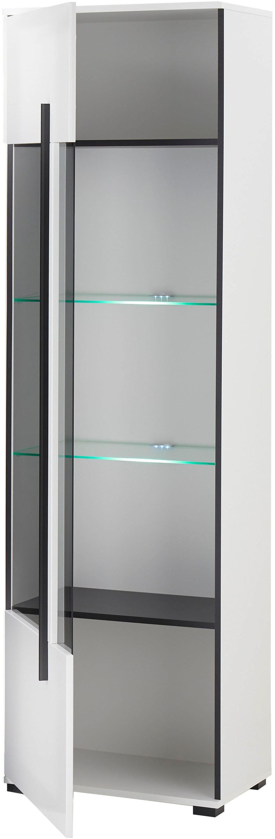 INOSIGN Vitrine »Cantara, Vitrinenschrank in Eiche Evoke oder weiß, Standvitrine«, schwarzer Stangengriff, ausreichend Stauraum, vielseitig einsetzbar