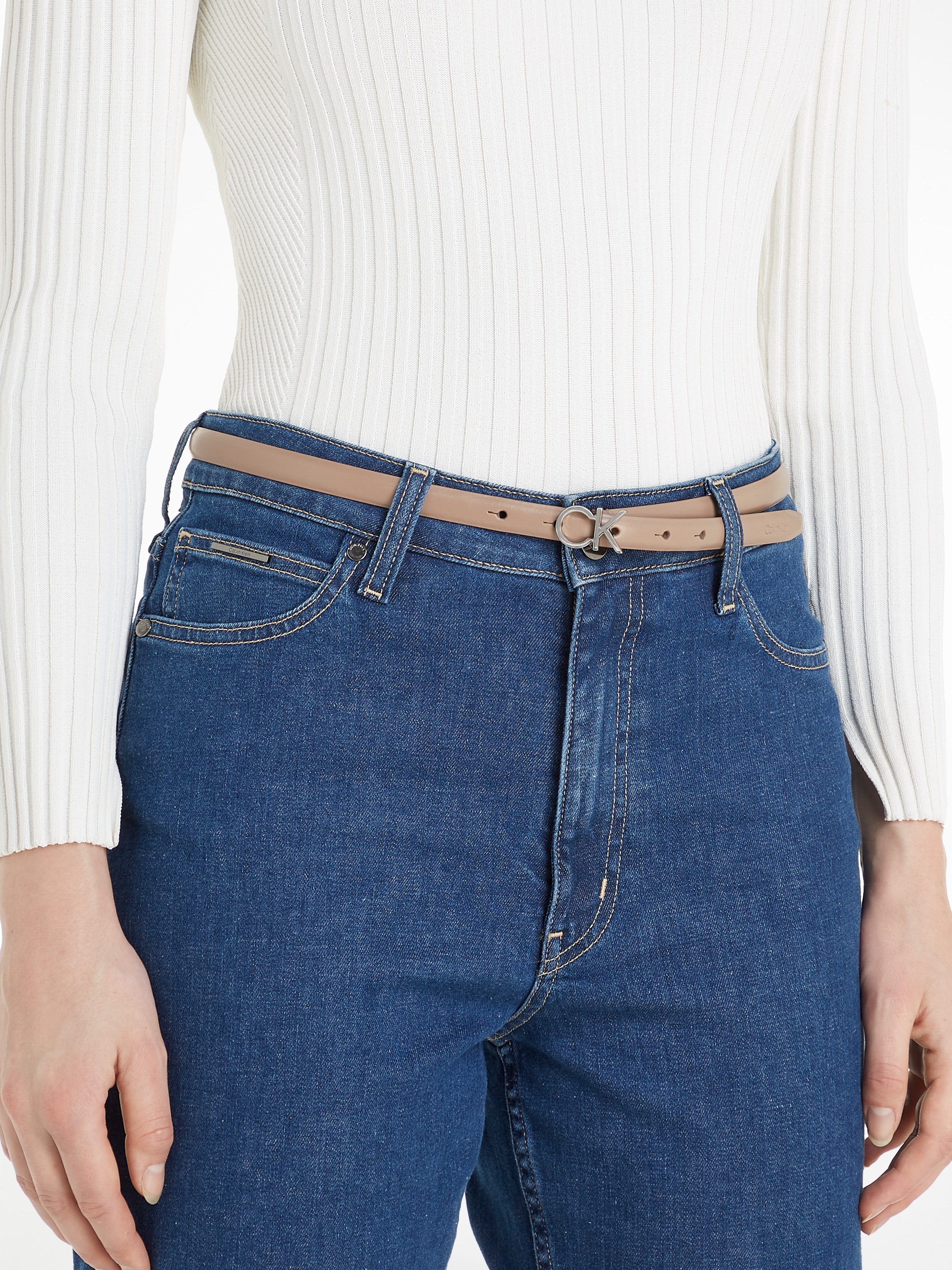 Calvin Klein Ledergürtel »CK THIN BELT 1.5CM«, mit Logoprägung als Schließe