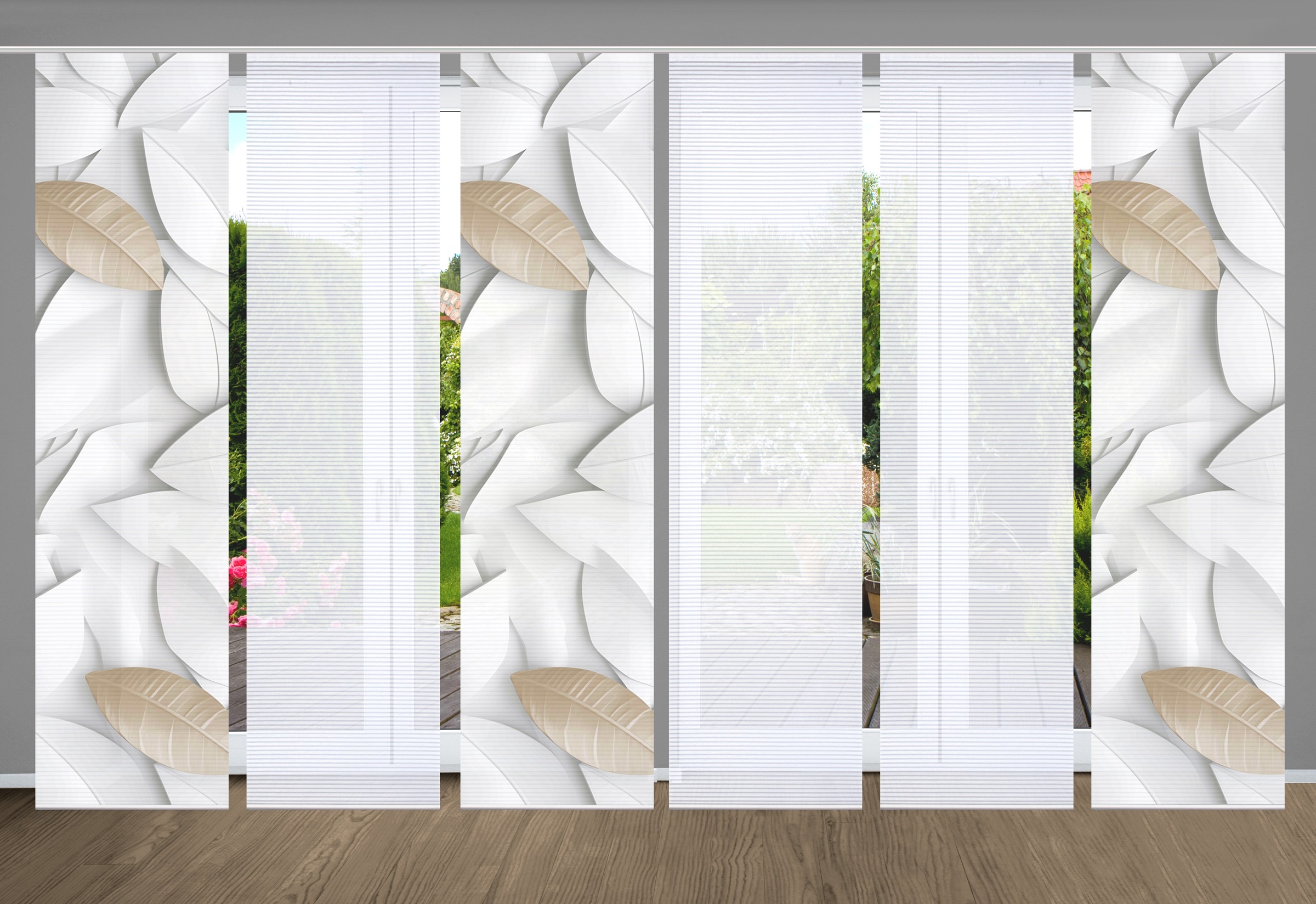 HOME in green Schiebegardine »LISON« Paneelwagen 6 Stk. tlg. SET DIGITALDRUCK,BAMBUSOPTIK RECYCELT