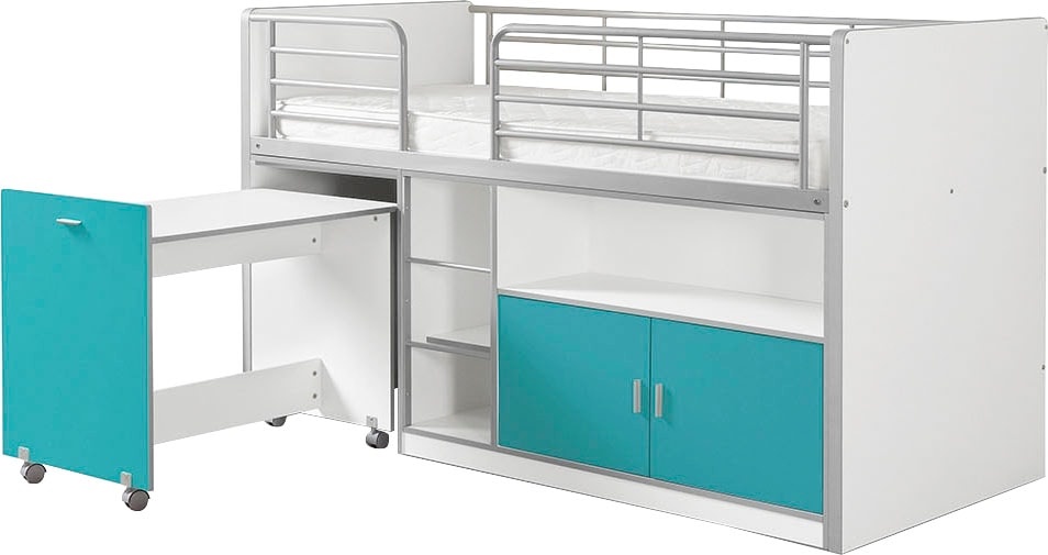 Vipack Hochbett, (Made in Europe), schlafen und arbeiten in einem, Hochbett mit 90x200 cm Liegefläche