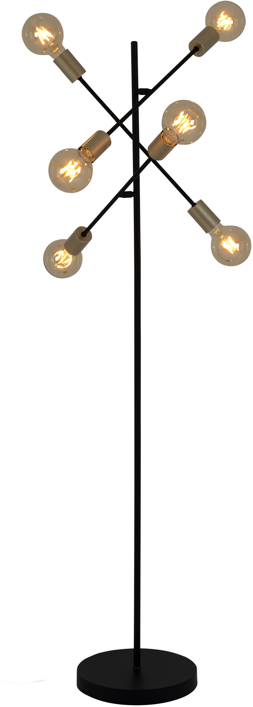 näve Stehlampe »Modo«, 6 flammig-flammig, mit incl. Fußschalter, 40W, kaufen max. schwarz, E27 3 Jahren gold XXL Tippschalter/ | online Garantie Farbe