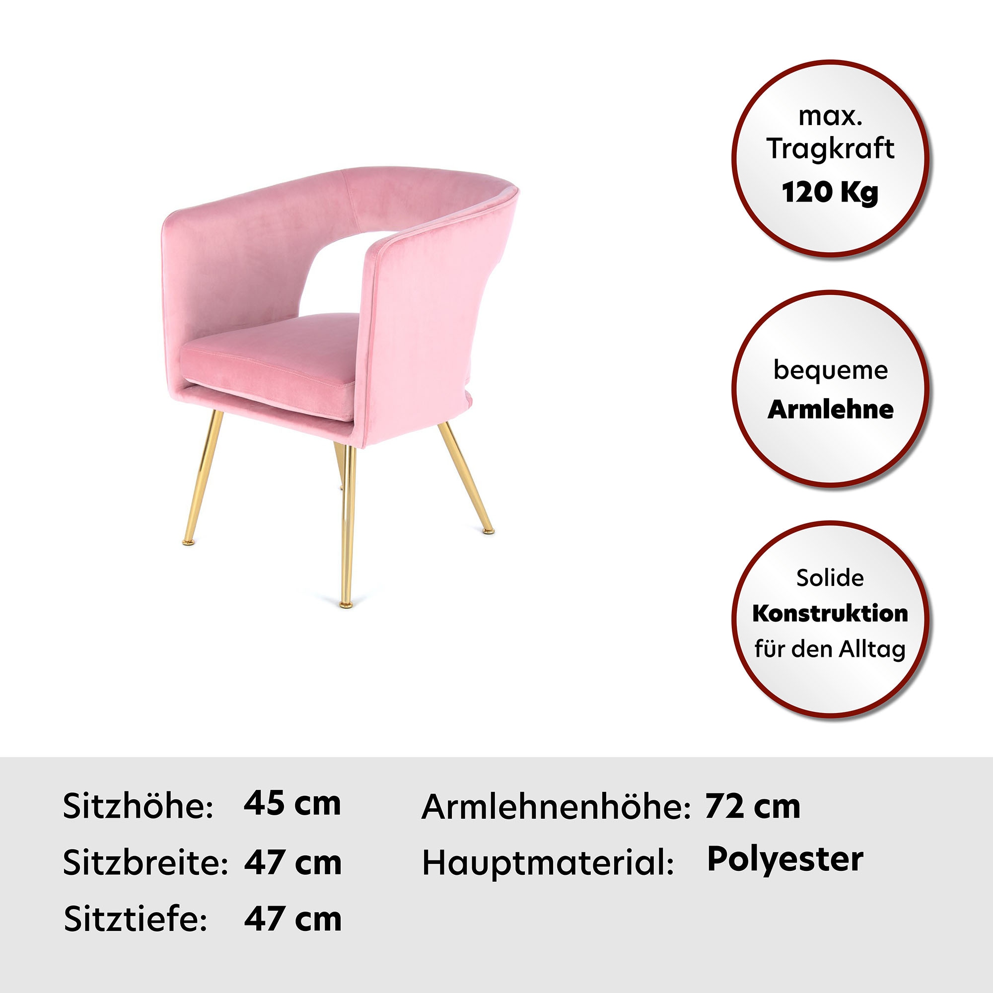Kayoom Stuhl »Jolene 125, Esszimmerstuhl,eleganter Stoffbezug«, 1 St., samtweicher Bezug, Rückenlehne und Armlehnen abgerundet