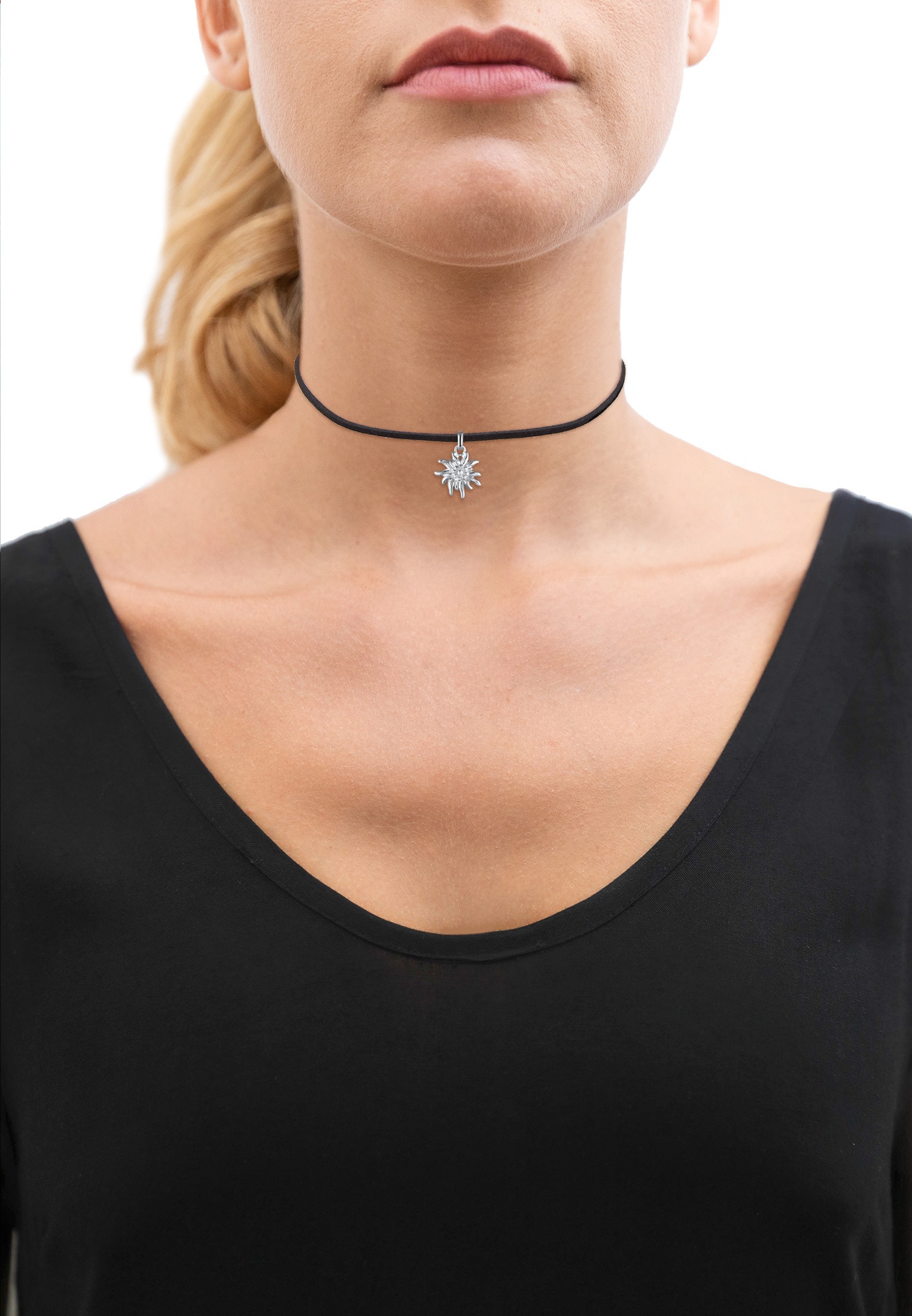 Elli Choker »Halskette Choker mit Anhänger Edelweiss 925 Sterling Silber«