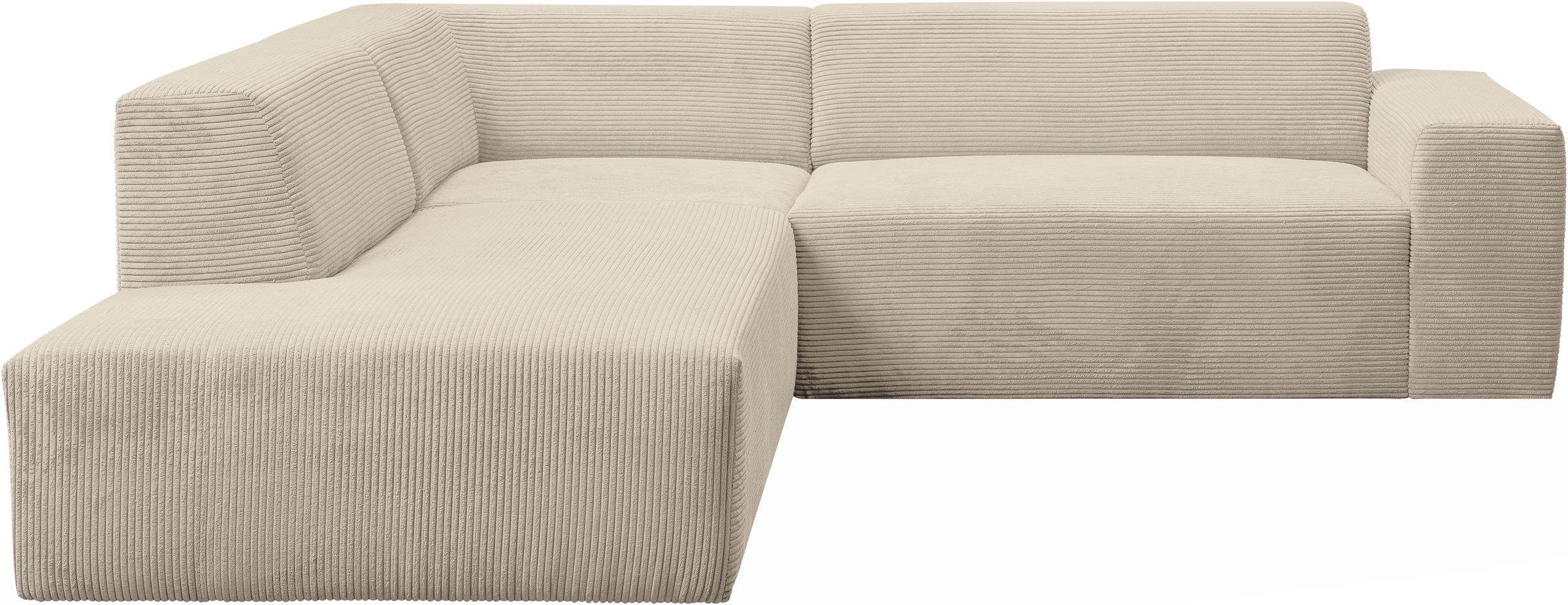 WERK2 Ecksofa »Zeus-M, tolles Sofa mit schönen Details, L-Form«, Curvy Trend Garnitur, urbane Optik, komfortable Wellenunterfederung