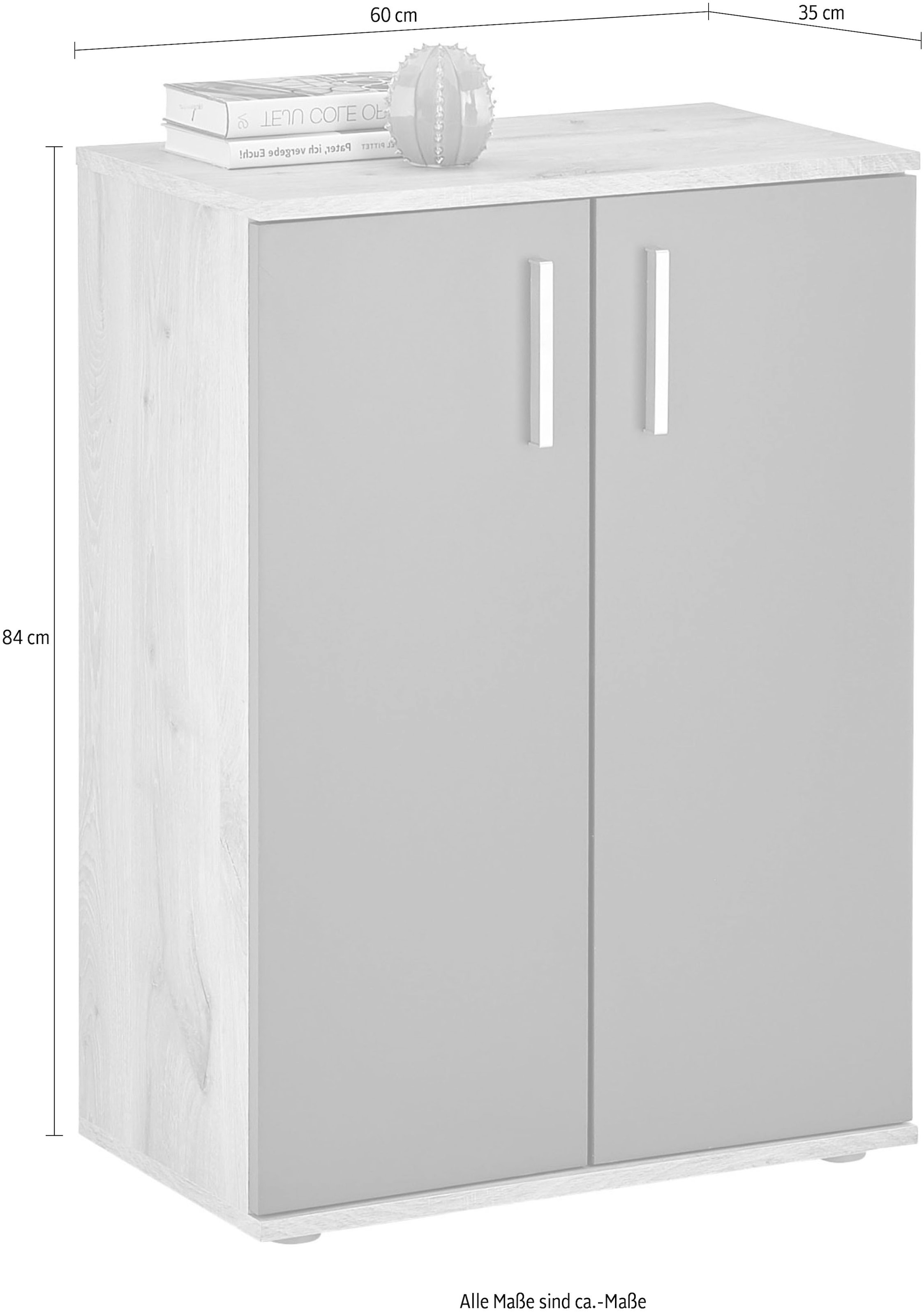 HBZ Kommode »BC-Drift-2, Mehrzweckschrank Stellmaß BxHxT 60x84x35 cm«, (1 St.), Schrank mit 2 Türen und 1 Einlegeboden