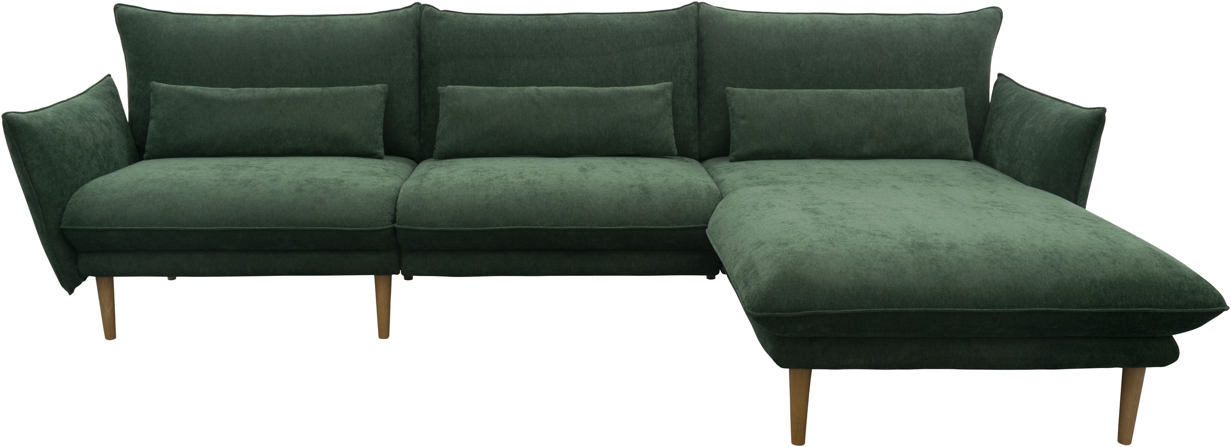 DOMO collection Ecksofa »Leuven modern mit schmalen Armlehnen, Breite 282 cm, L-Form« angenehm feste Polsterung, bodenfrei, 19 cm hohe Holzfüße