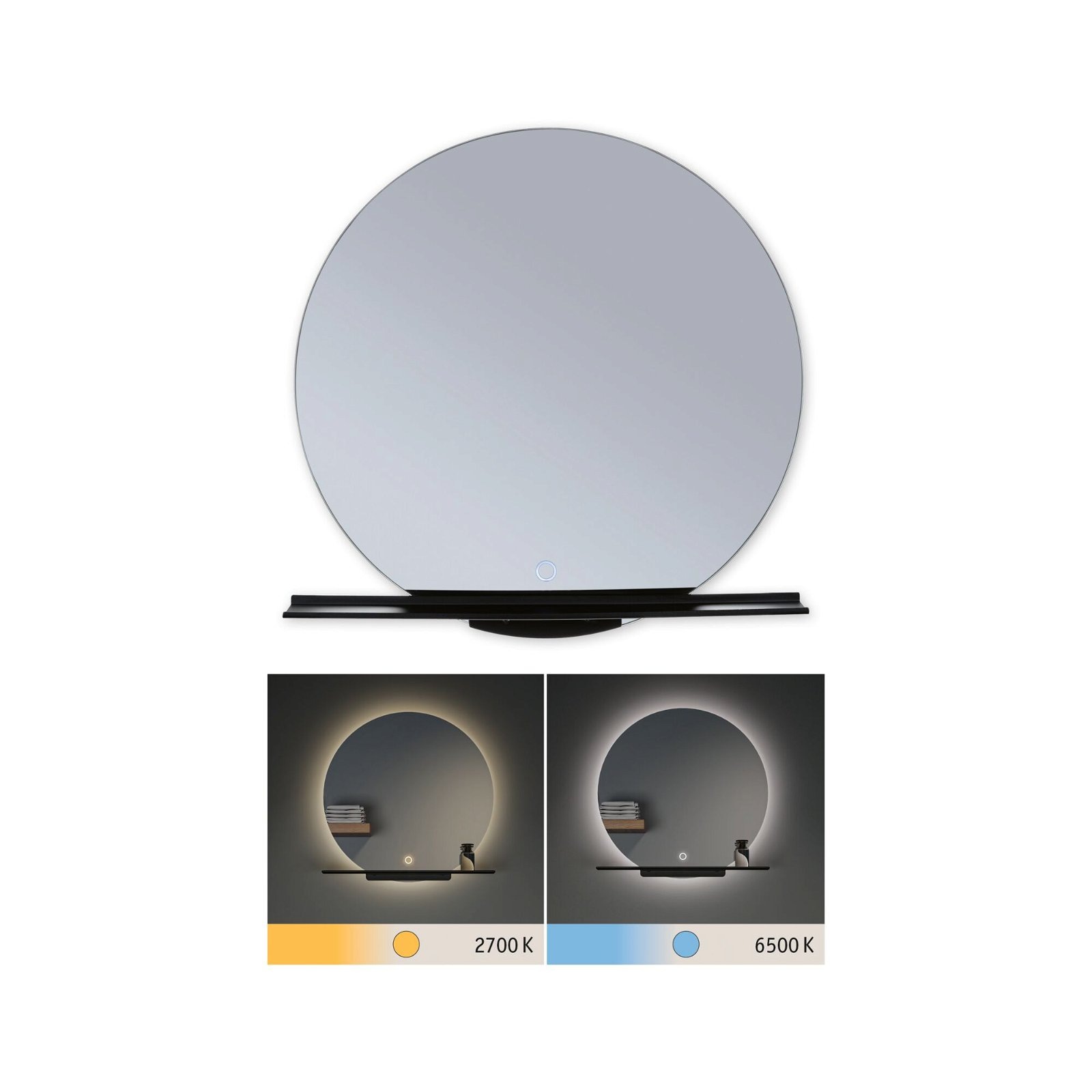 Paulmann LED Bad-Spiegelleuchte »Spiegel Miro«, Schutzart IP44, integr. LED Leuchtmodul, Touch-Funktion, Ø 50,0 cm