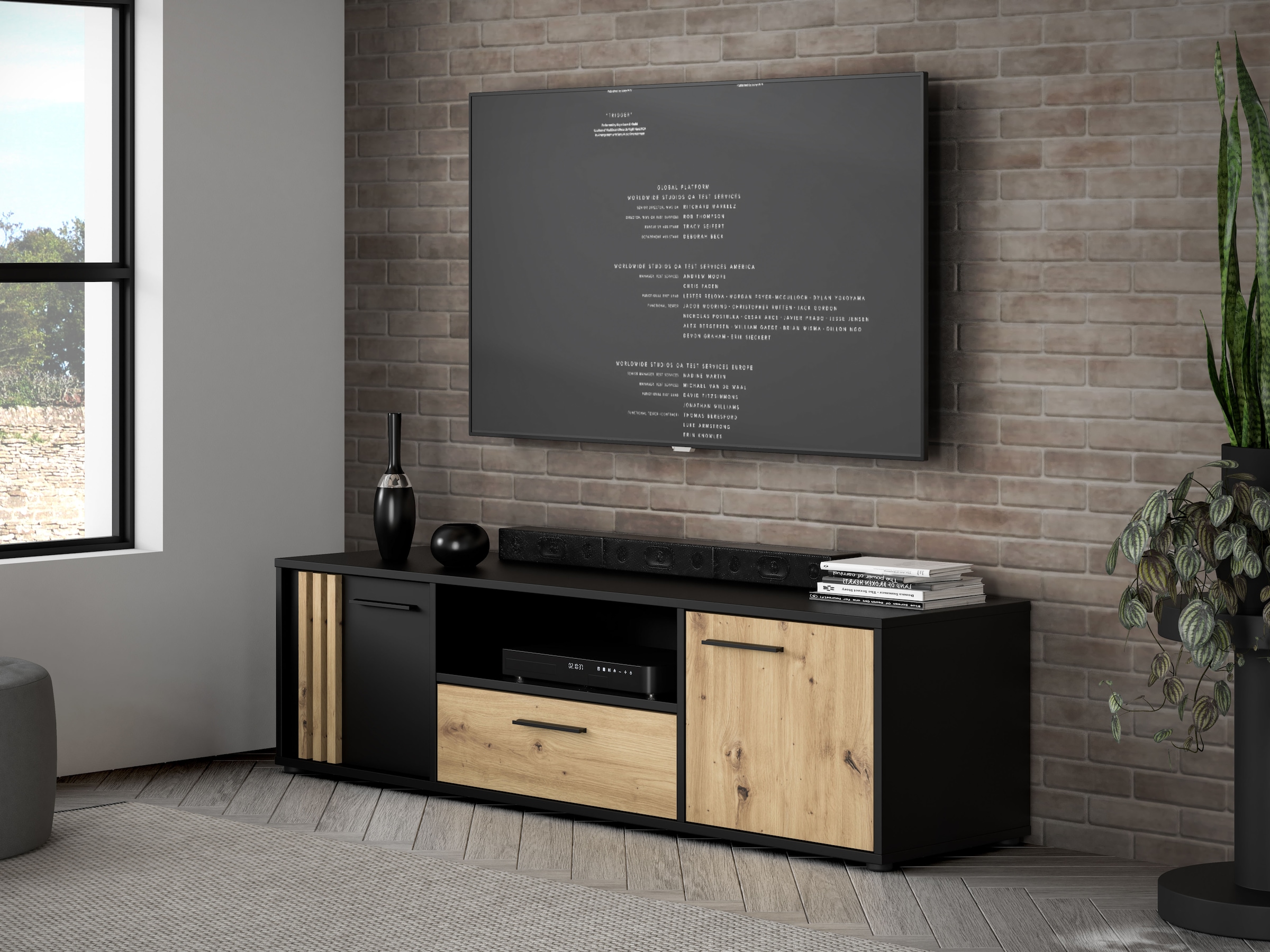 FORTE Lowboard »Cardigan TV-Board, TV-Schrank«, TV-Board, 2 farbig, Stauraum Kabelführung