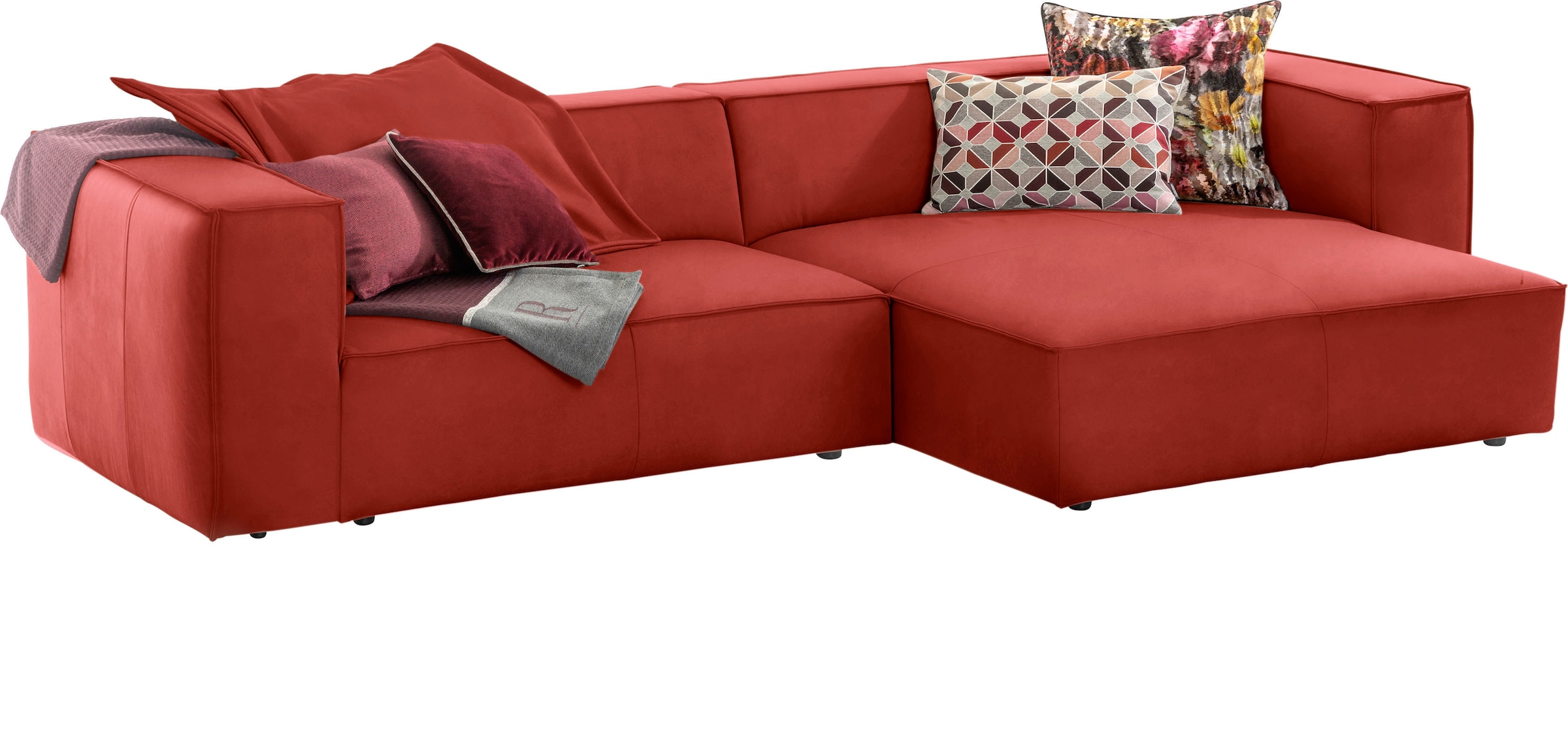 Ecksofa »around-the-block«, mit eleganter Biese, mit Federkern