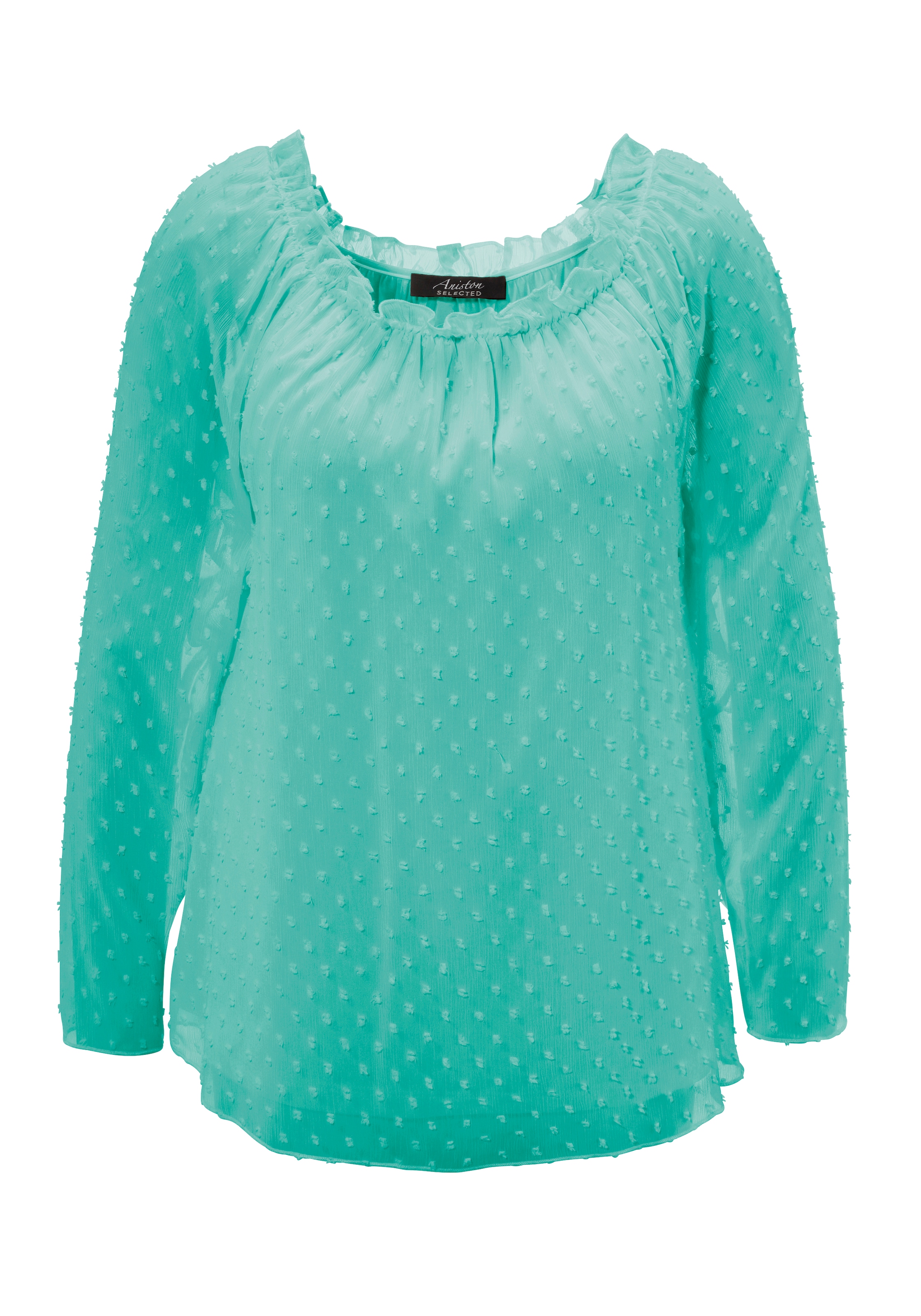 Aniston SELECTED Schlupfbluse, mit weiten Ausschnitt und elastischen Gummi - NEUE KOLLEKTION