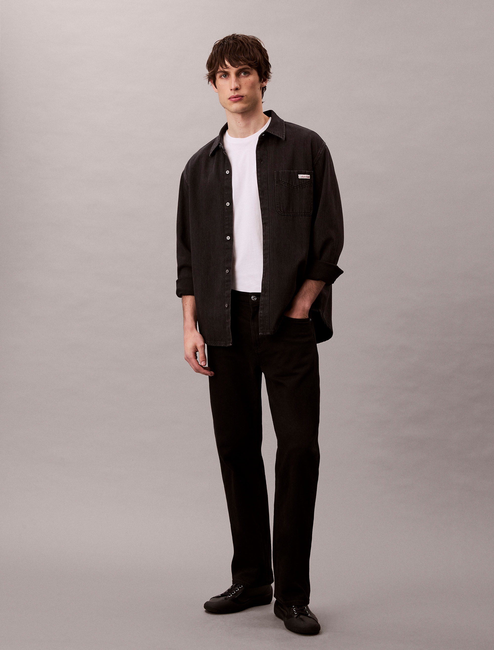 Calvin Klein Jeans Langarmhemd »CLASSIC 205 BLACK OVERSHIRT« Mit Rundhalsausschnitt, regular fit