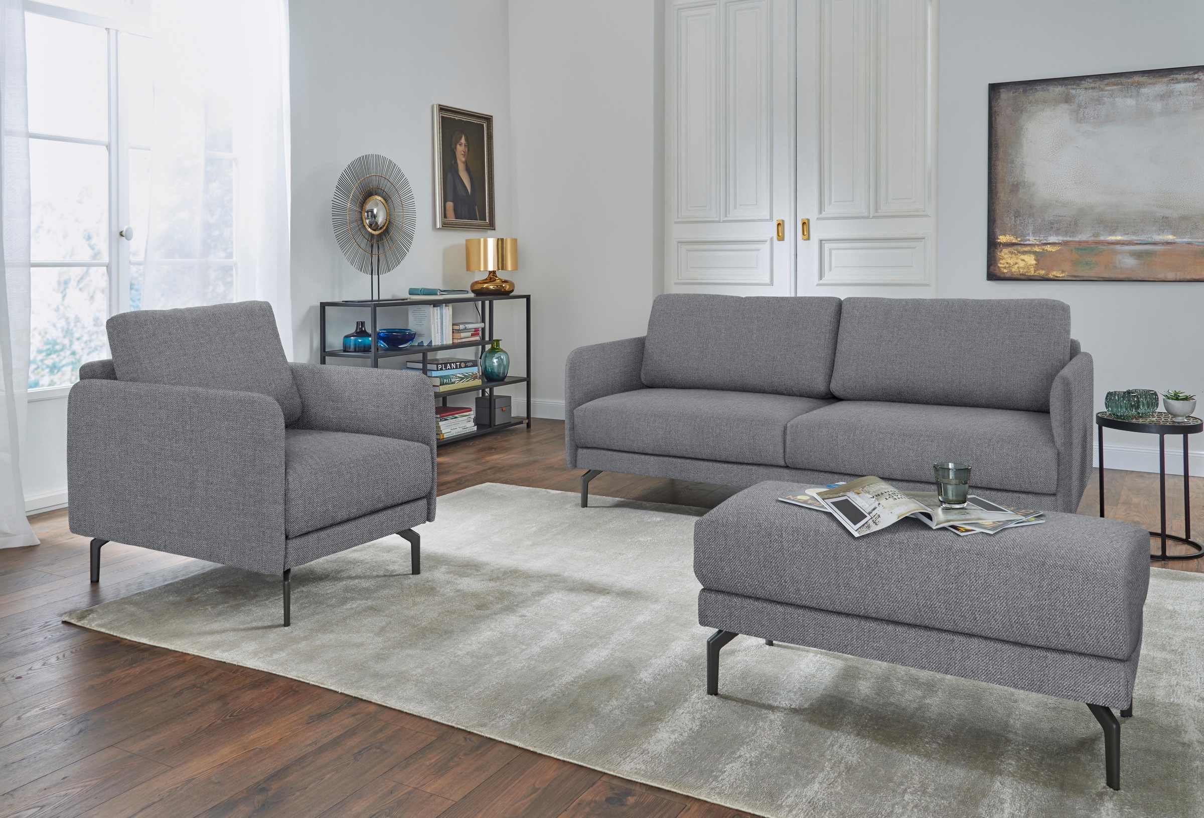 Creation BY ROLF BENZ Hockerbank »CR.450, Sitzbank« Alugussfüße in umbragrau