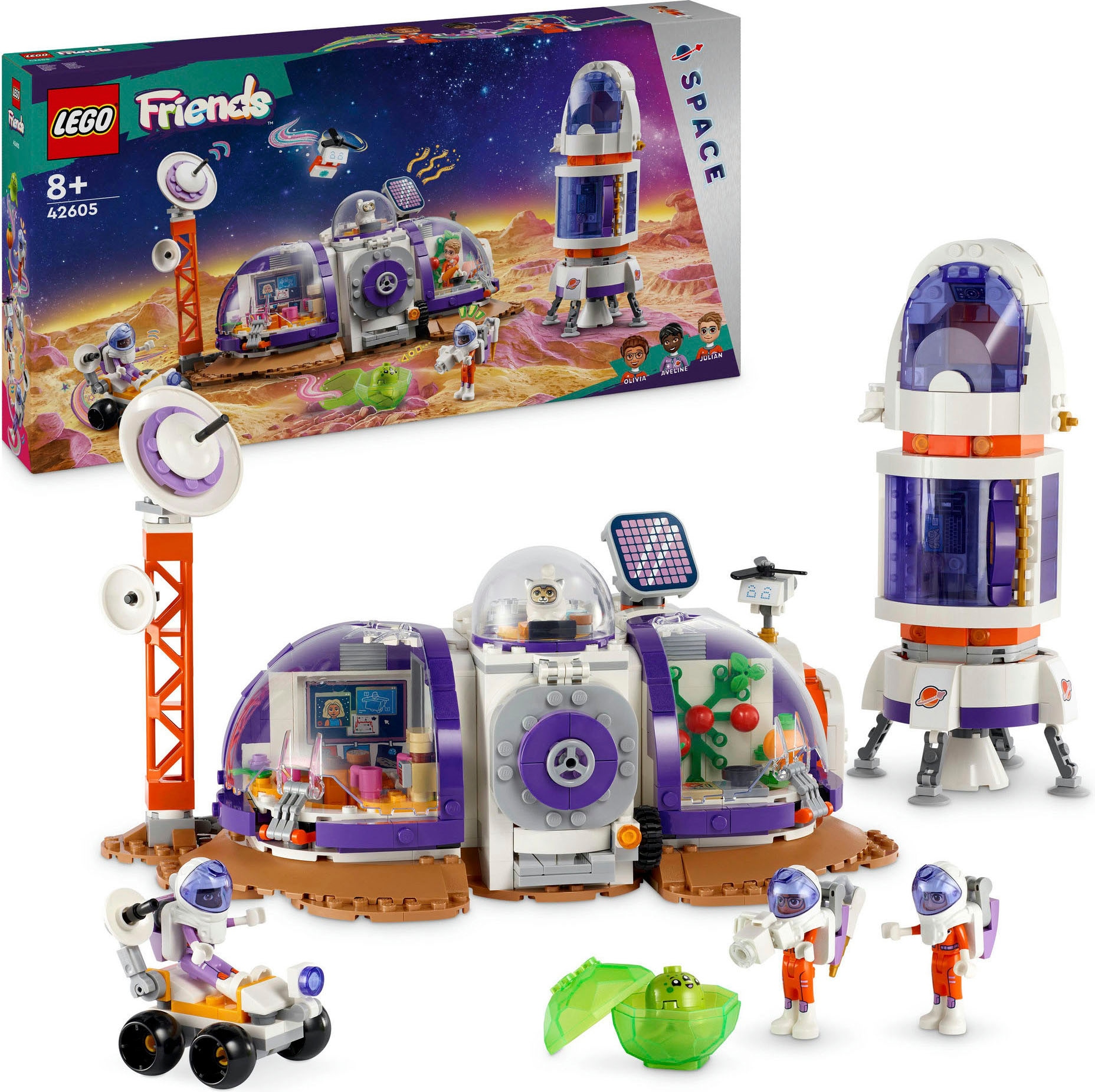 Konstruktionsspielsteine »Mars-Raumbasis mit Rakete (42605), LEGO Friends«, (981 St.),...