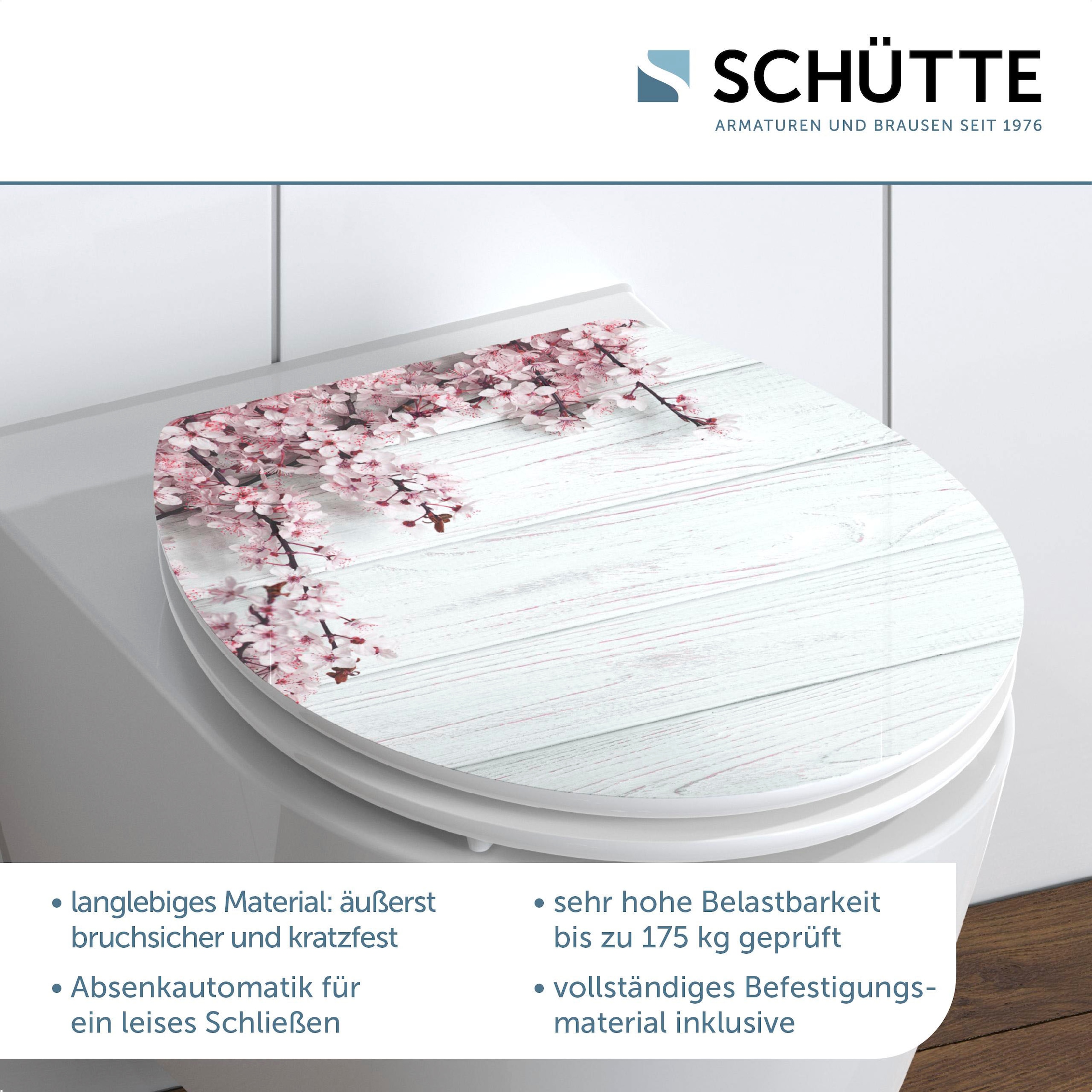 Schütte WC-Sitz »Flowers&Wood«, High Gloss mit MDF Holzkern, mit Absenkautomatik