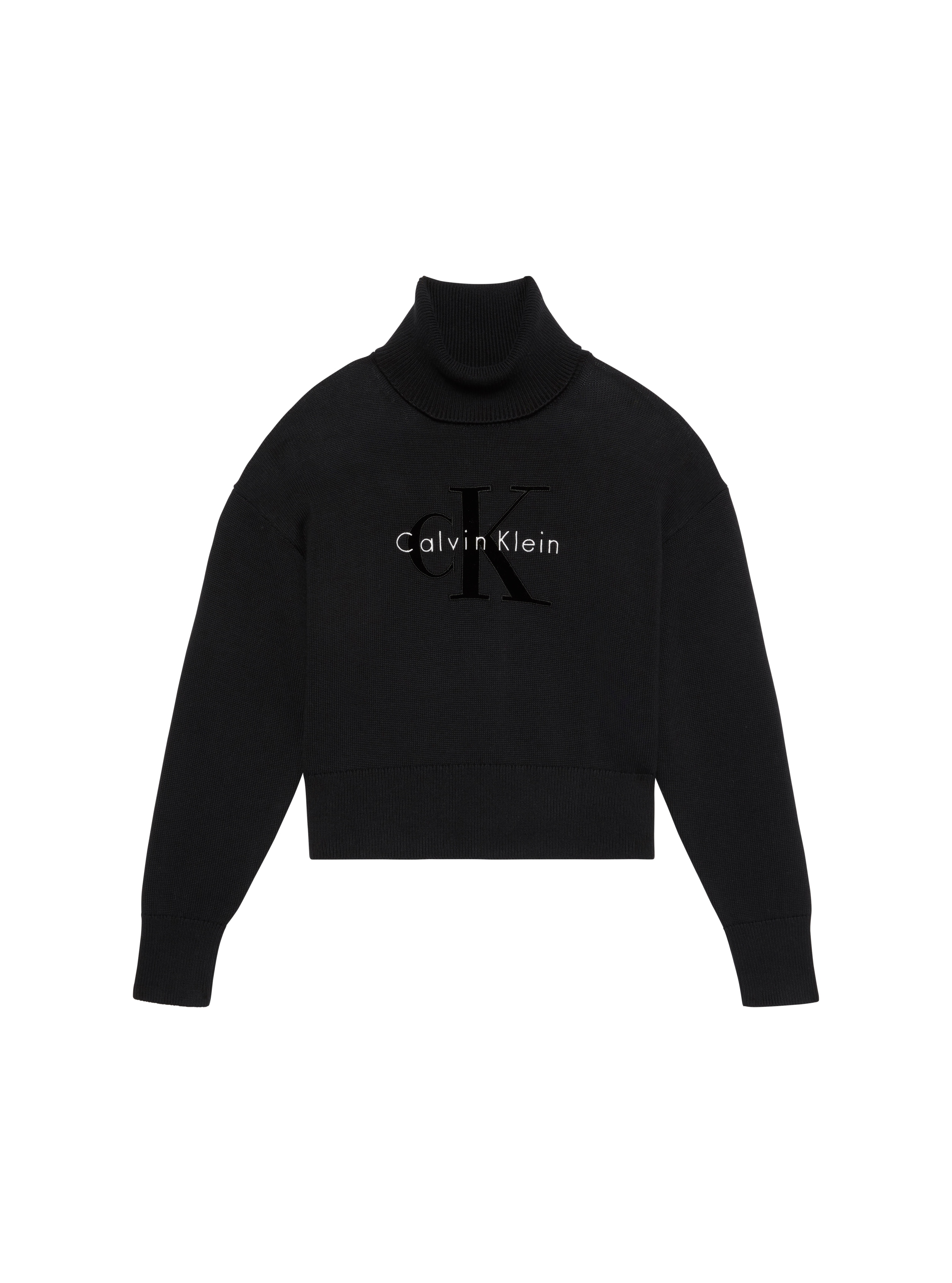 Calvin Klein Jeans Rollkragenpullover Rollkragen, breites Bündchen, Regular Fit, Applikation & Stickerei