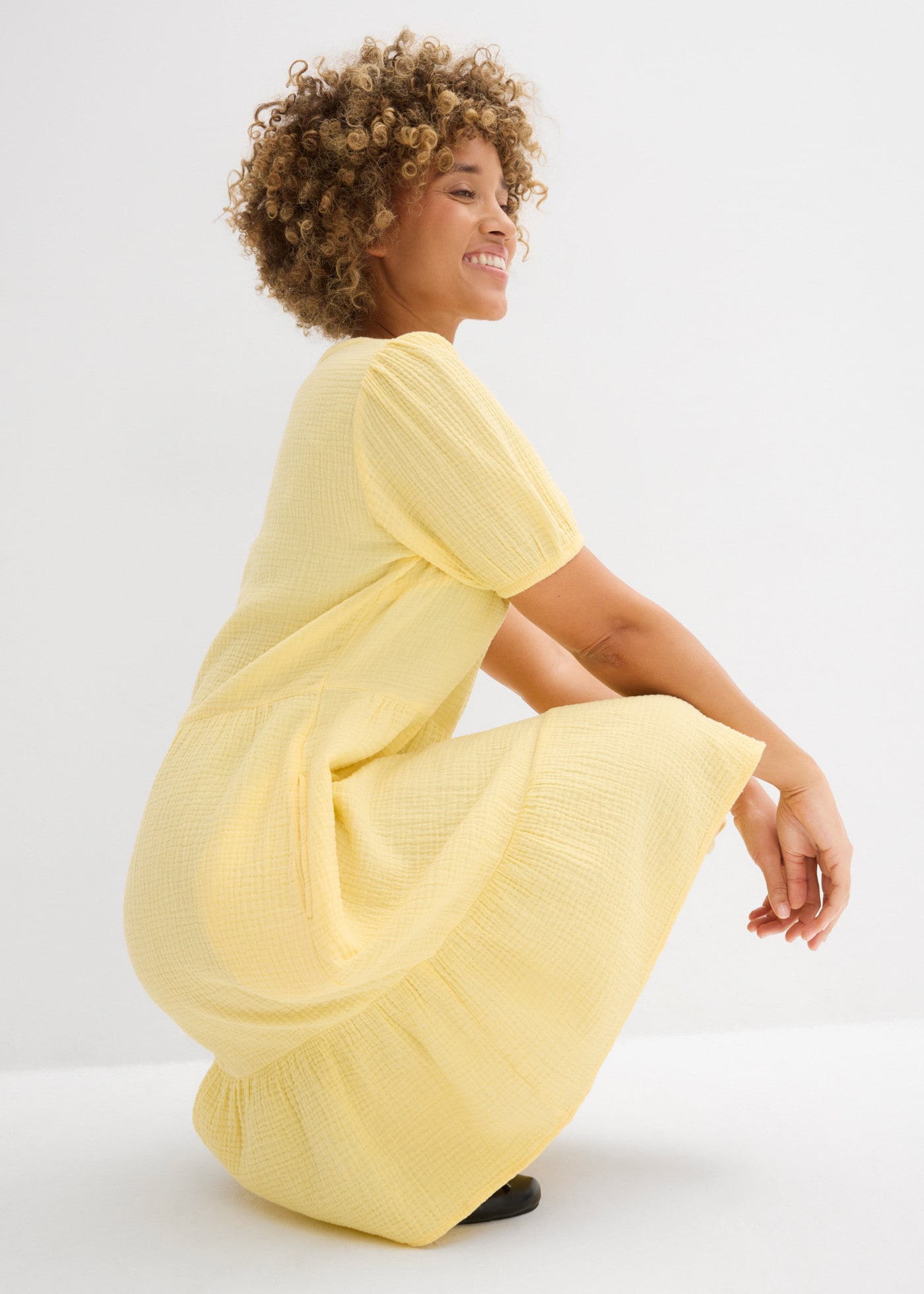 bonprix Sweatkleid für entspannten Look, Oversized-Kleid, aus Musselin, aus Baumwolle