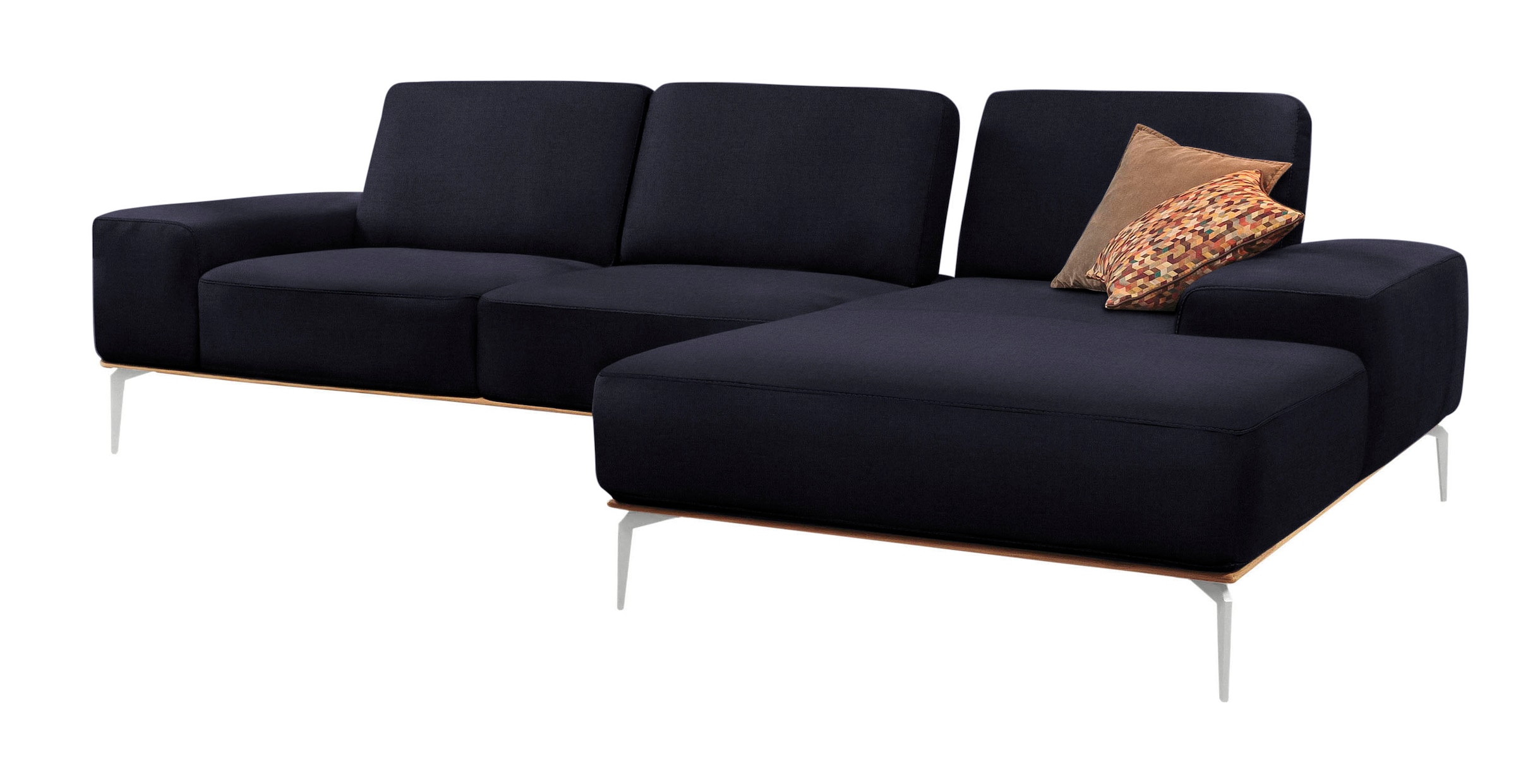 W.SCHILLIG Ecksofa »run, Designsofa mit tollem Sitzkomfort, bequem, L-Form«, mit elegantem Holzsockel, Füße in Chrom glänzend, Breite 319 cm