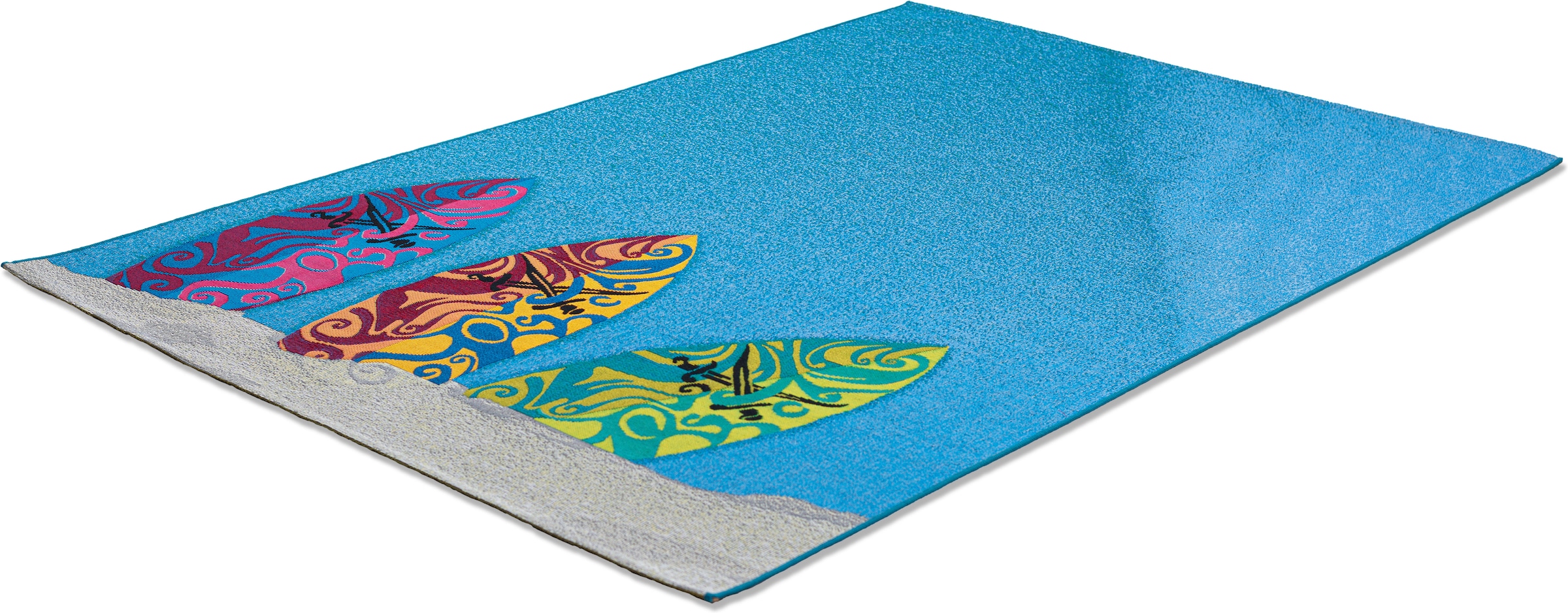 Sansibar Teppich »Rantum Beach SA-018« rechteckig 5 mm Höhe Flachgewebe, modernes Design, Surfboards, In- und Outdoor geeignet