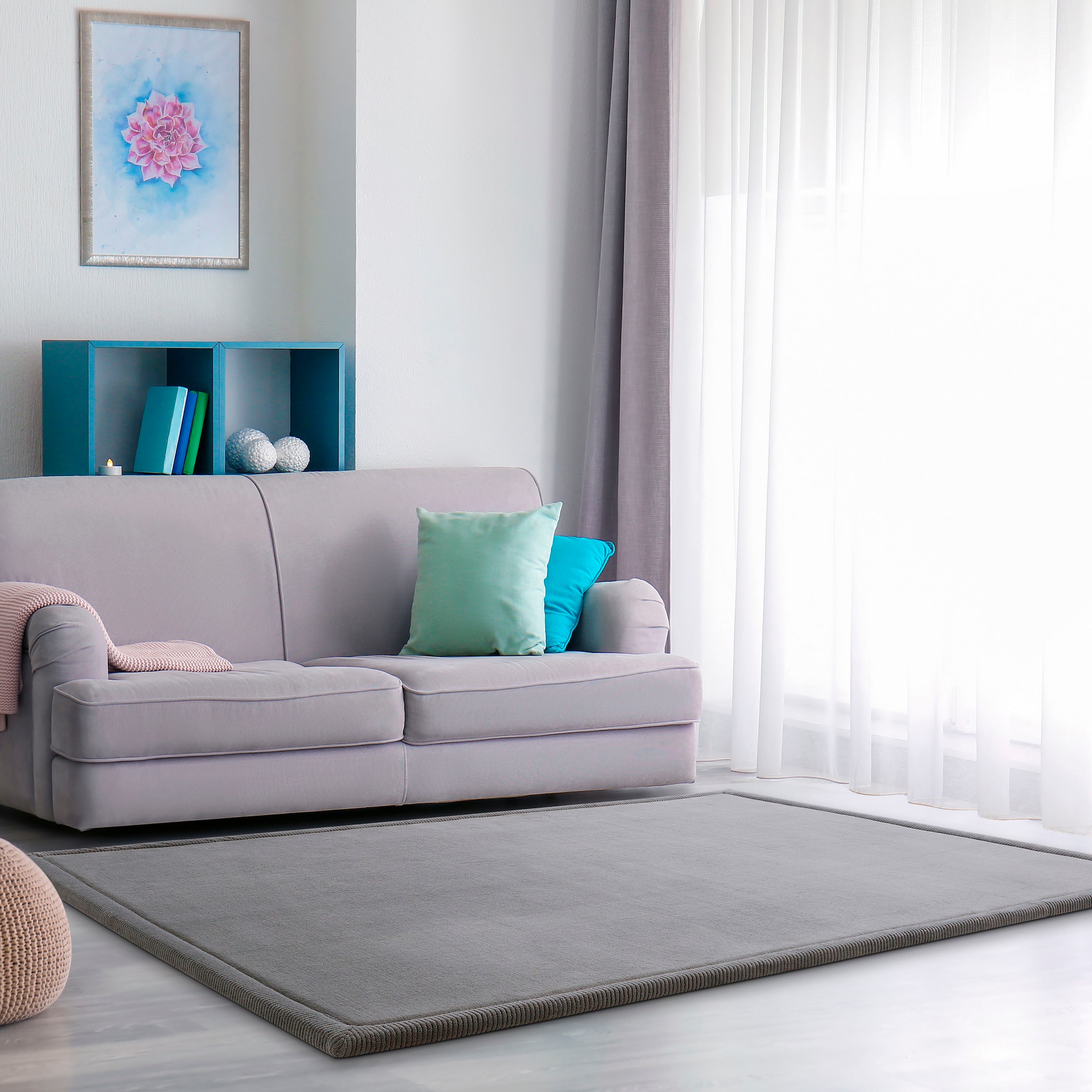 Paco Home Teppich »Tatami 475« rechteckig 24 mm Höhe Kurzflor, Uni-Farben, mit Memory Foam, waschbar