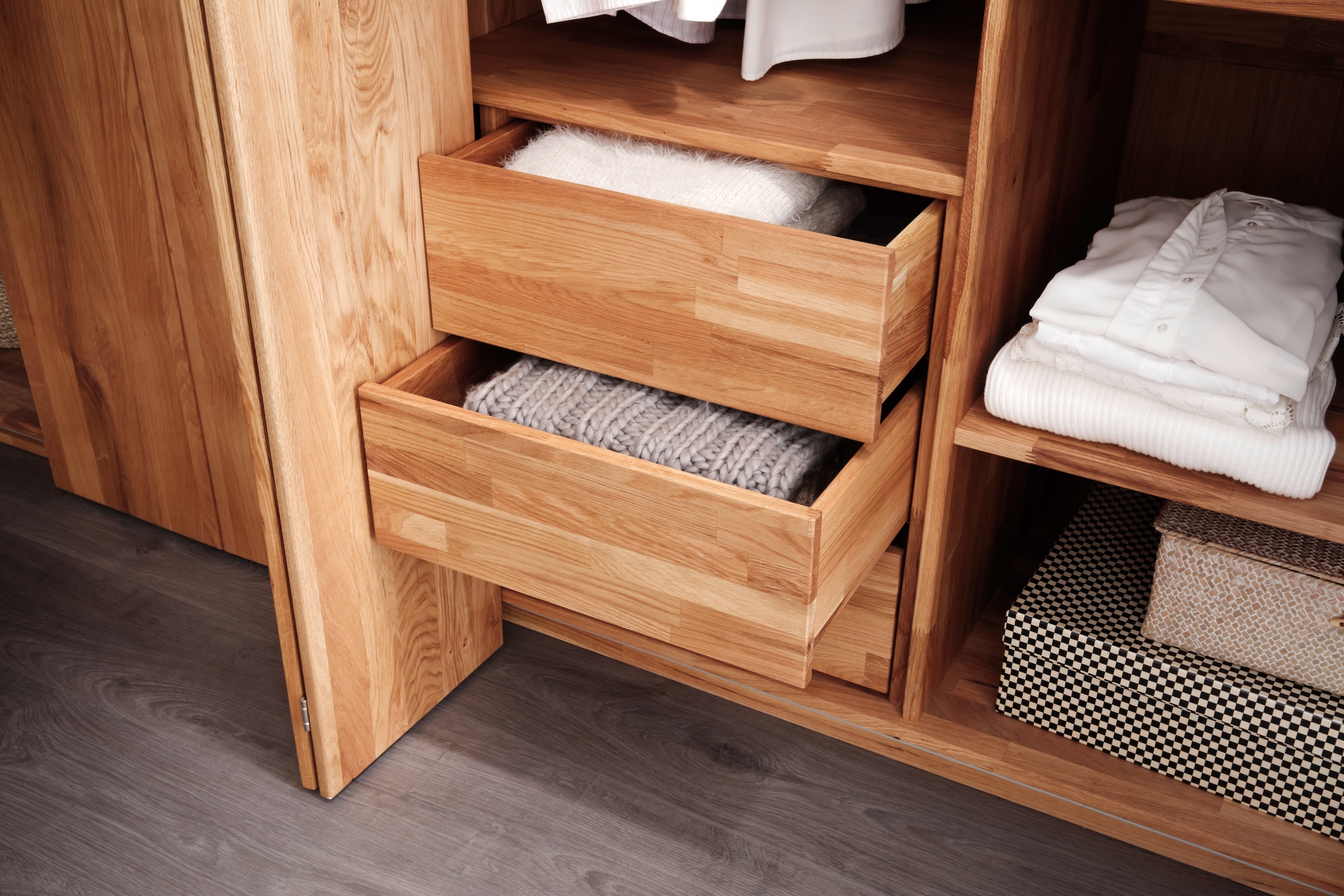 Home affaire Schubladeneinsatz »Huven, Stauraum, Aufbewahrung, 3 Schubkasten« Massiv Eiche, viel Stauraum