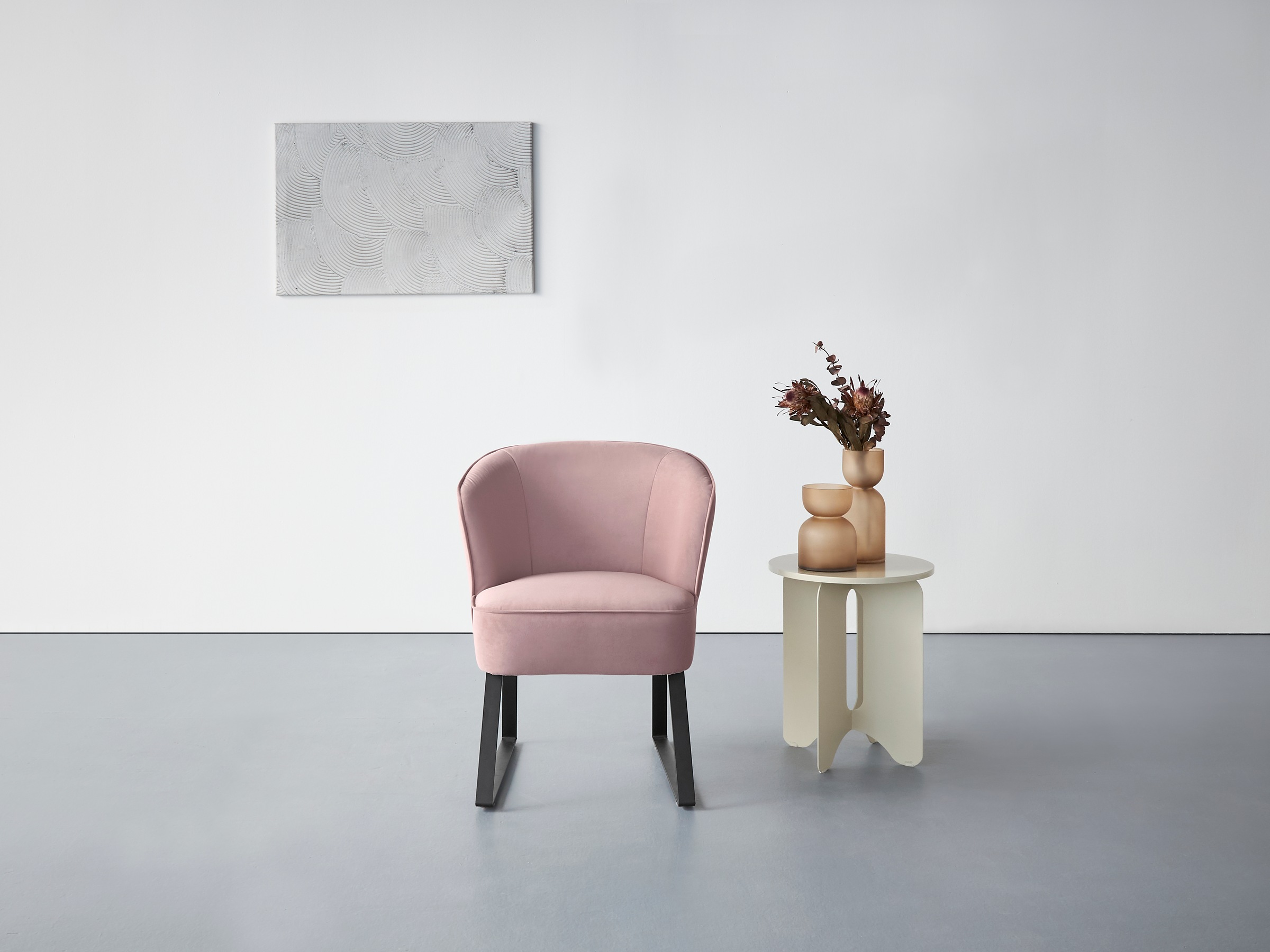 exxpo - sofa fashion Sessel »Americano, Loungesessel«, mit Keder und Metallfüßen, Bezug in verschiedenen Qualitäten, 1 Stck.