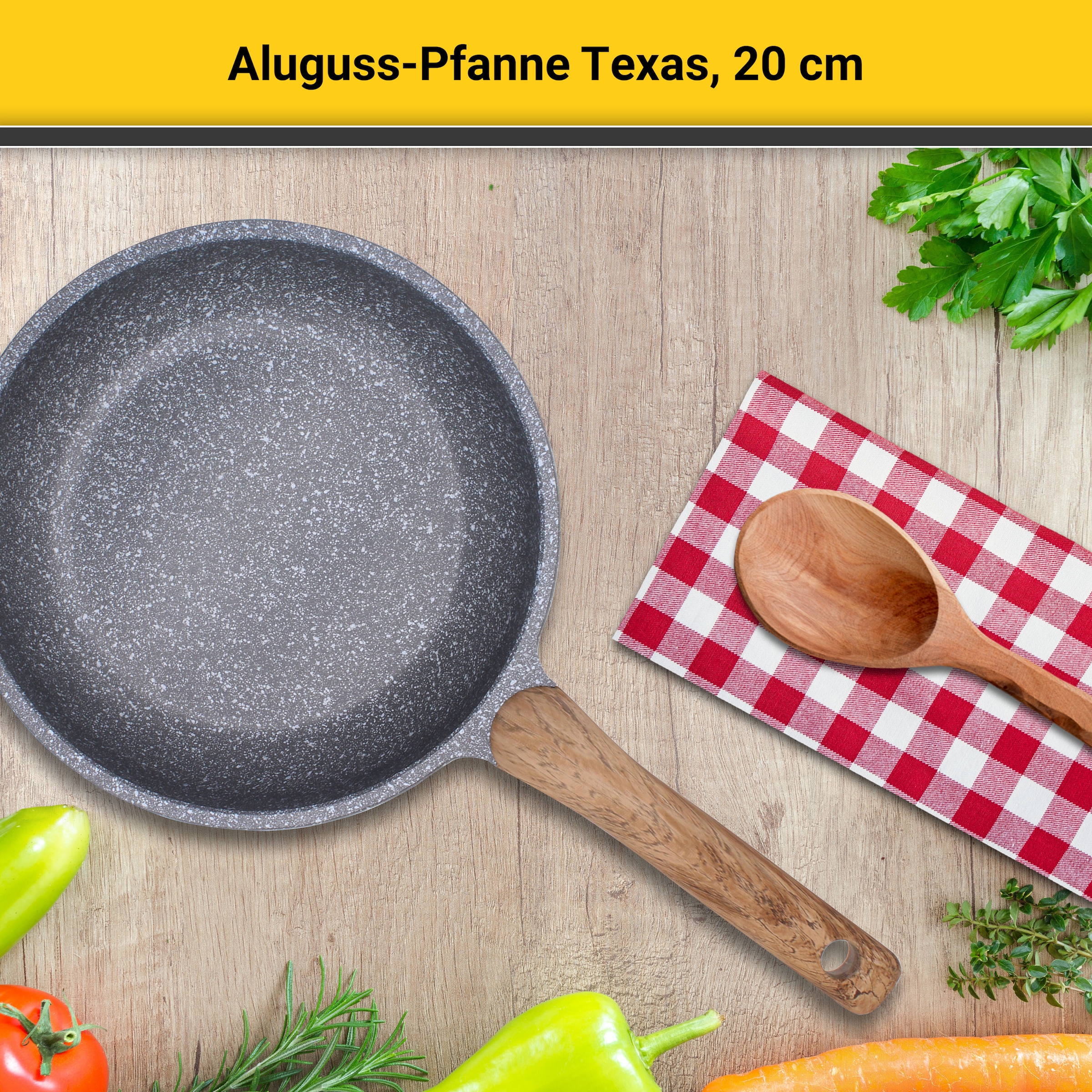 Krüger Bratpfanne »Aluguss Pfanne flach Texas« Aluminiumguss 1 Stk. tlg. für Induktions-Kochfelder geeignet