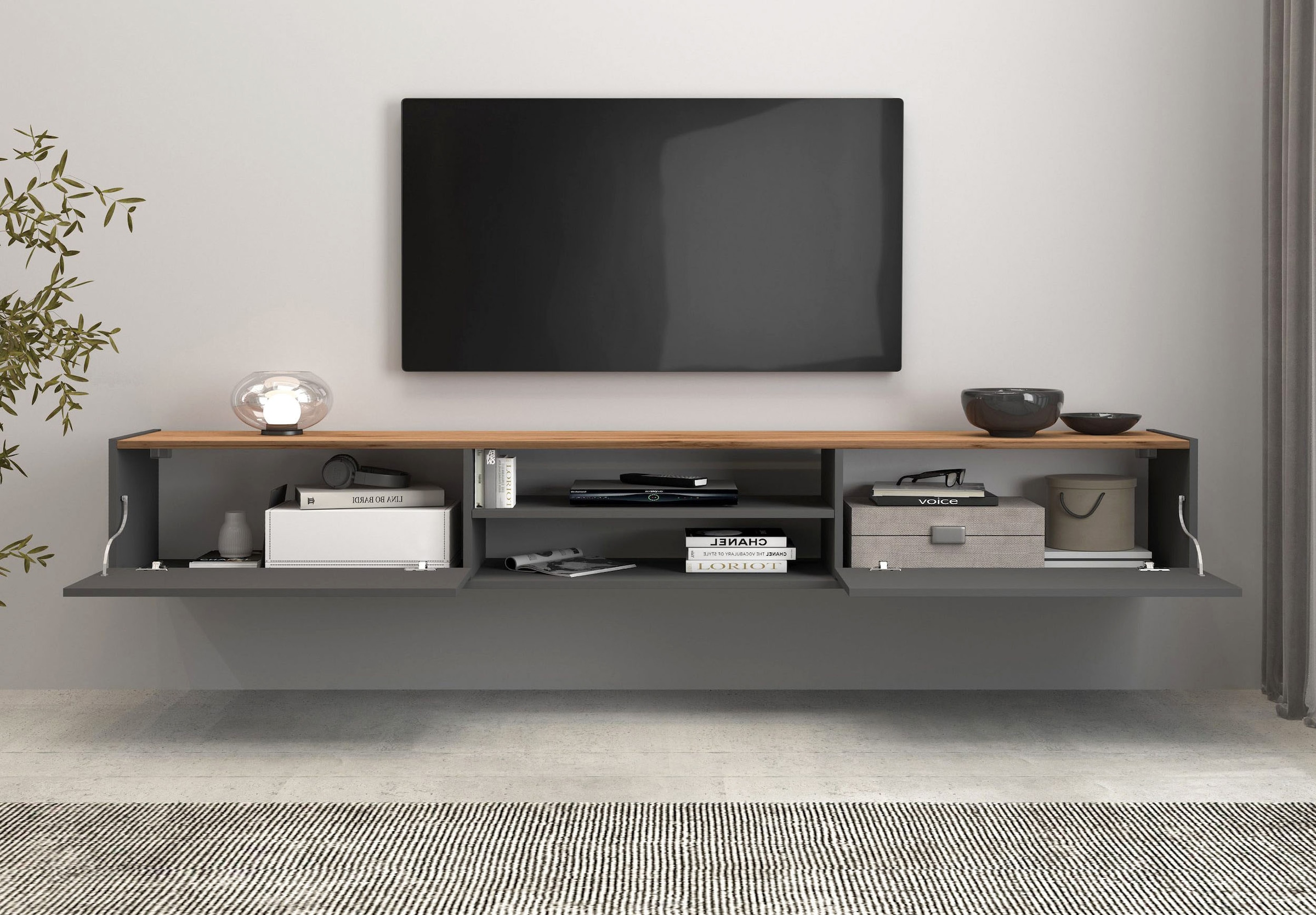 INOSIGN Lowboard »Garda,Lowboard,TV-Kommode,TV-Möbel,TV-Bank«, stehend und hängend mit 2 Klappen, 1 Einlegeboden, Breite 210 cm