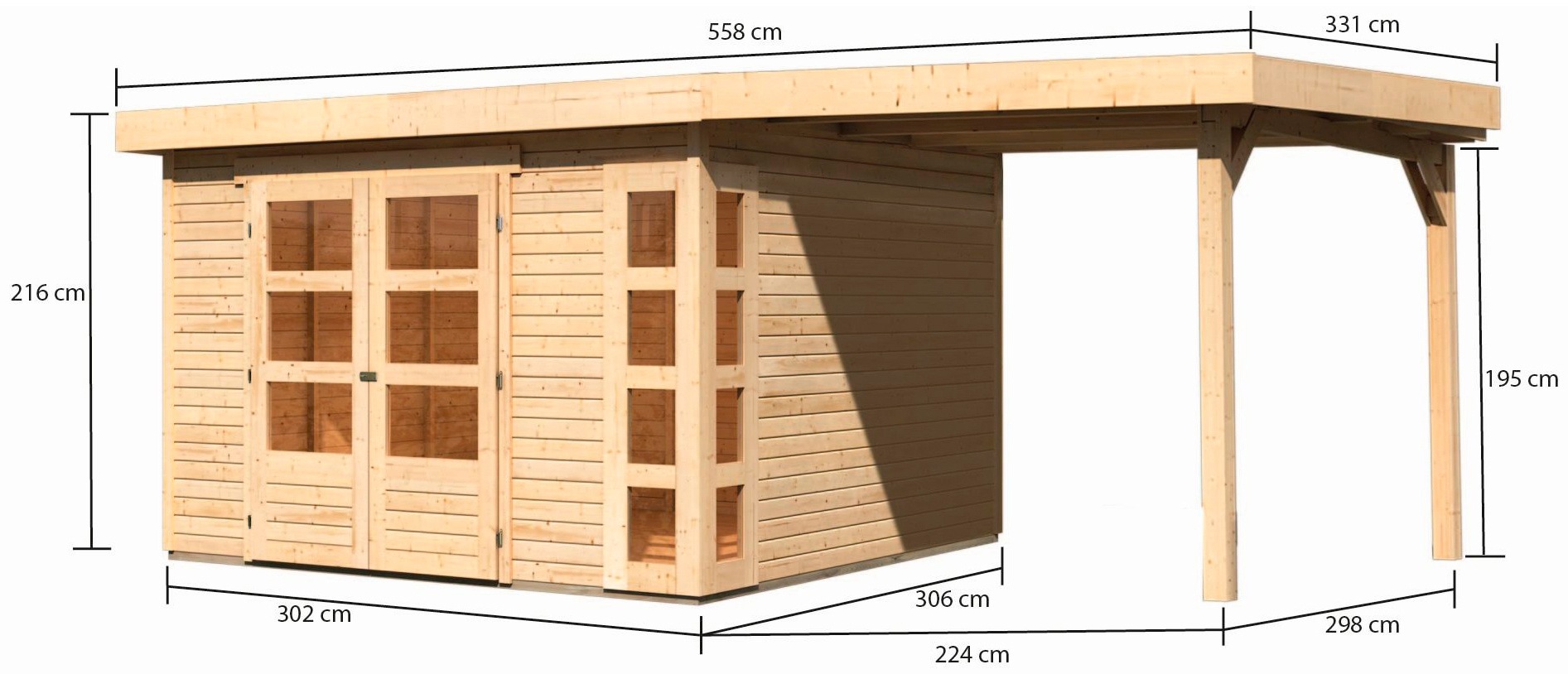 Karibu Gartenhaus »Nordsee 6« mit Schleppdach 2,40 m Breite