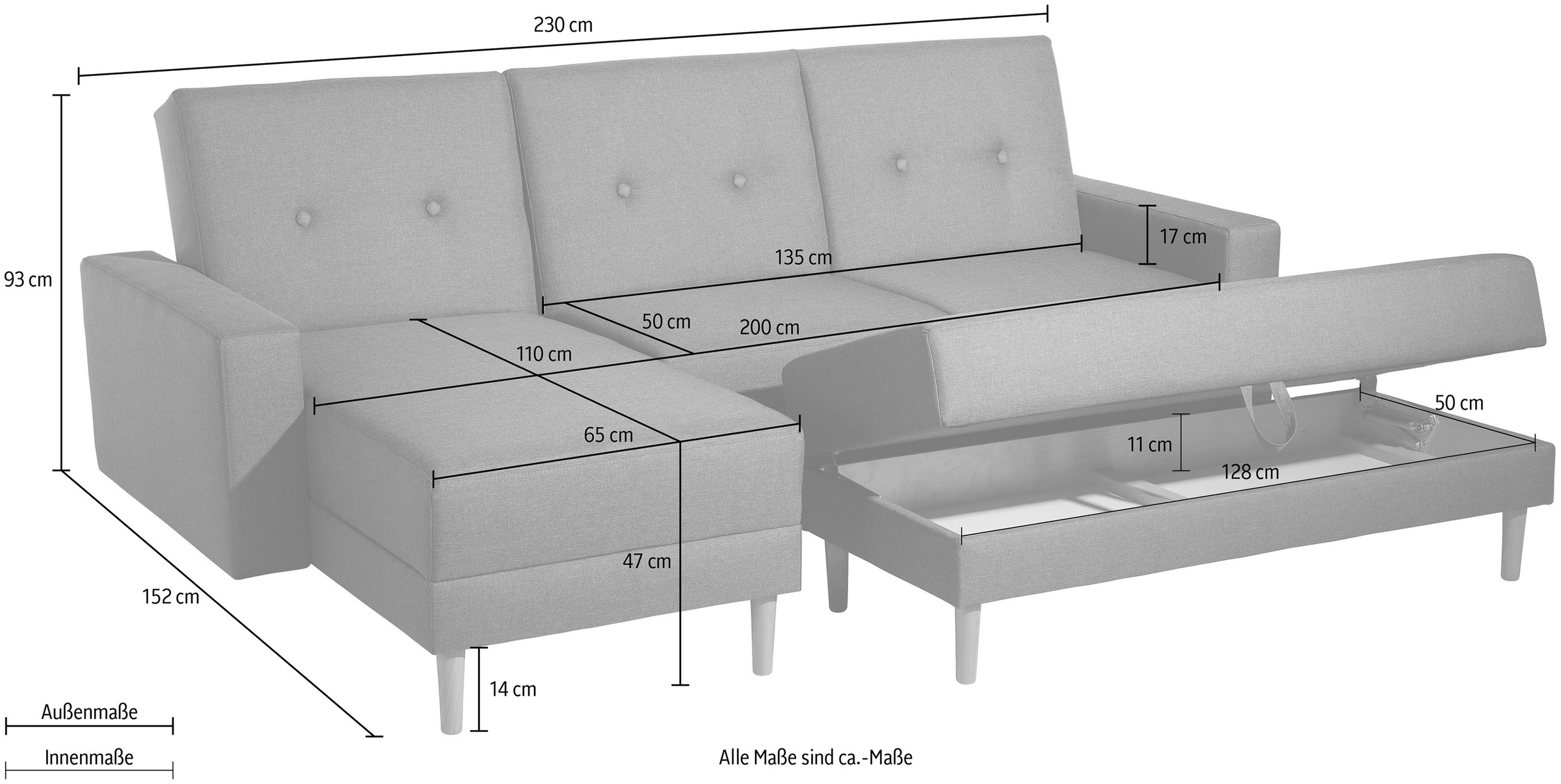 Max Winzer® Ecksofa »Just Chill kubisches Schlafsofa im skandinavischen Stil, bequem«, Recamiere links oder rechts montierbar, mit Rückenverstellung