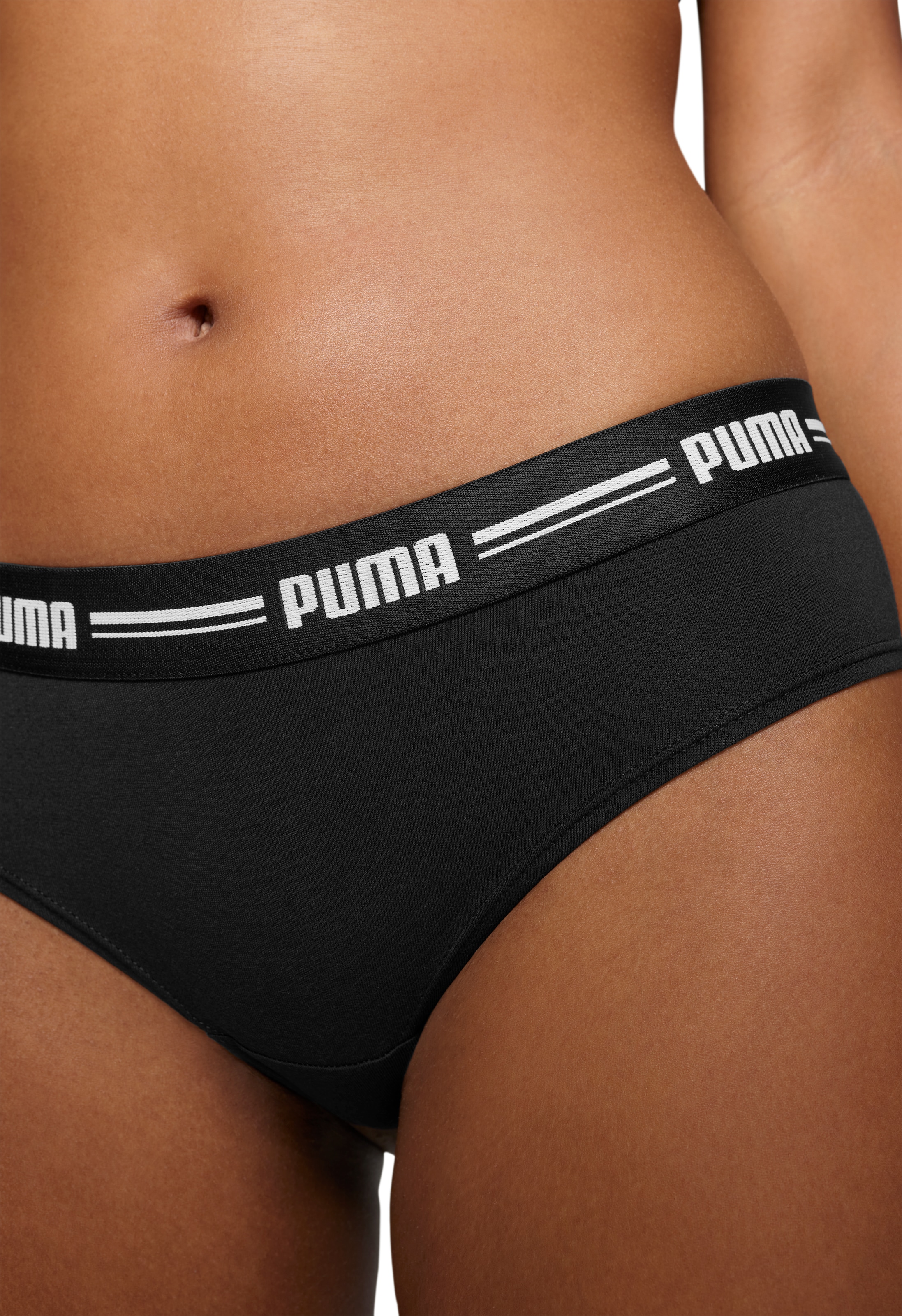 PUMA Brasilslip »PUMA WOMEN BRAZILIAN 2P PACK«, Breiter elastischer Logobund