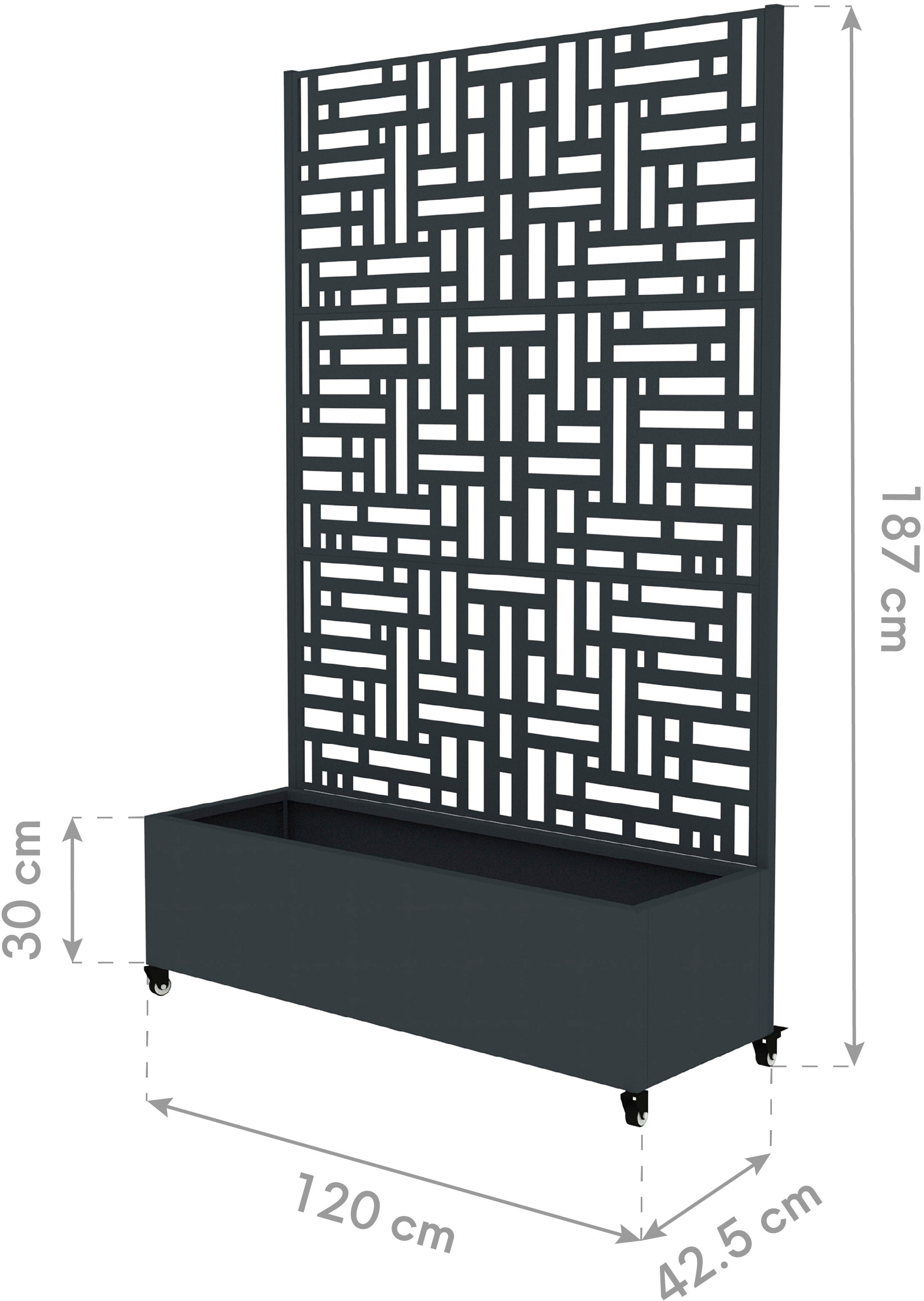 WESTMANN Pflanzkübel »Dekora 3« BxTxH: 120x42,5x187 cm, mit Rankgitter