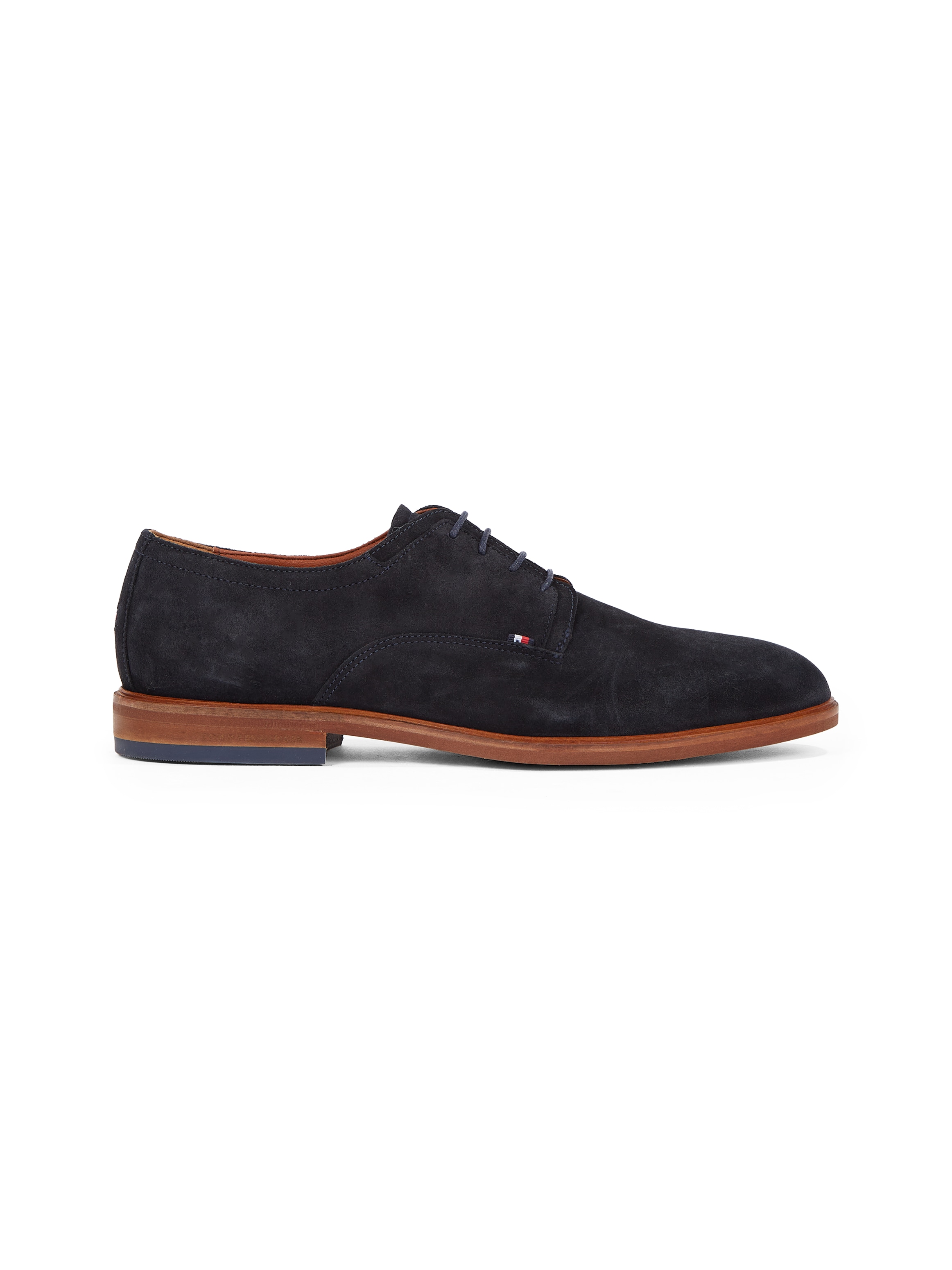 Tommy Hilfiger Schnürschuh »HILFIGER THUNIT SUEDE SHOE«, Blockabsatz, Businessschuh, Festtagsschuh in schmaler Form