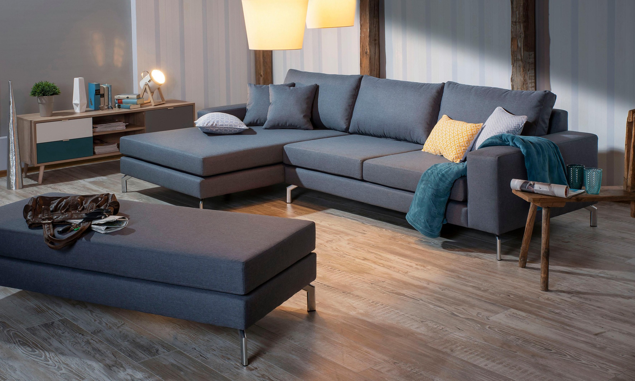 Max Winzer® Hocker »Flori«, mit abgewinkelten Chromfüßen