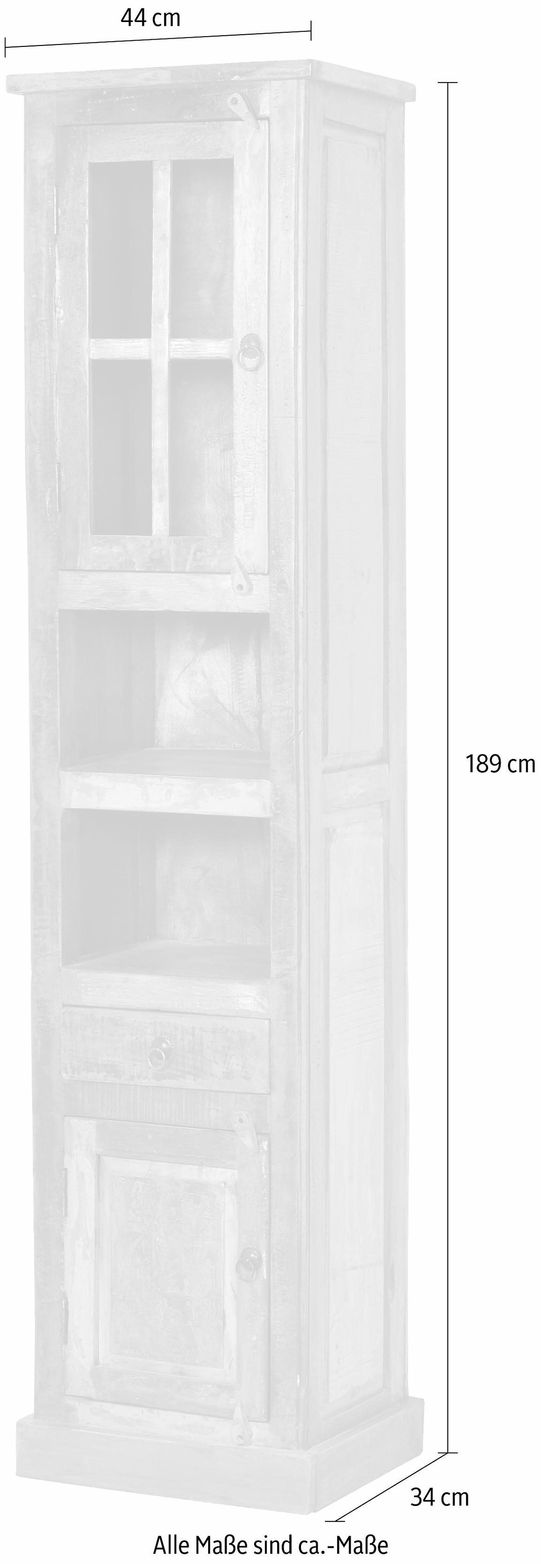 SIT Vitrine »Riverboat, Hochschrank«, aus recyceltem Altholz mit Farbresten, Shabby Chic, Vintage